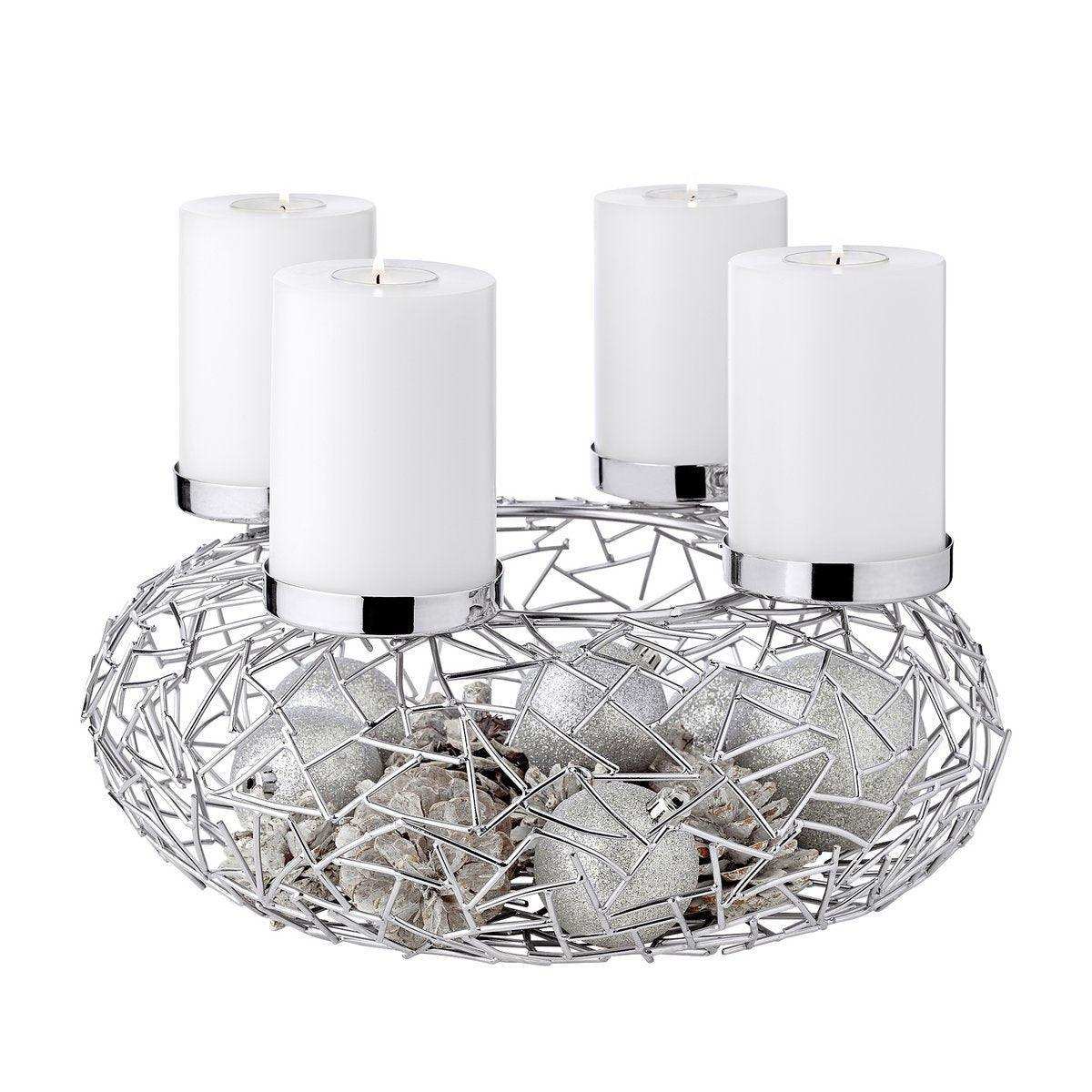 Adventskranz Milano, Edelstahl glänzend vernickelt, Durchmesser 34 cm - HomeDesign Knaus