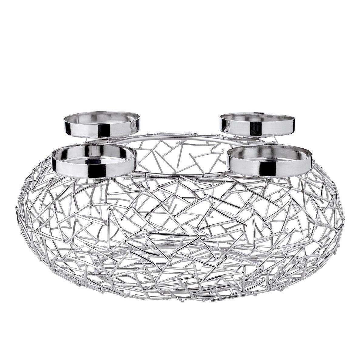 Adventskranz Milano, Edelstahl glänzend vernickelt, Durchmesser 34 cm - HomeDesign Knaus