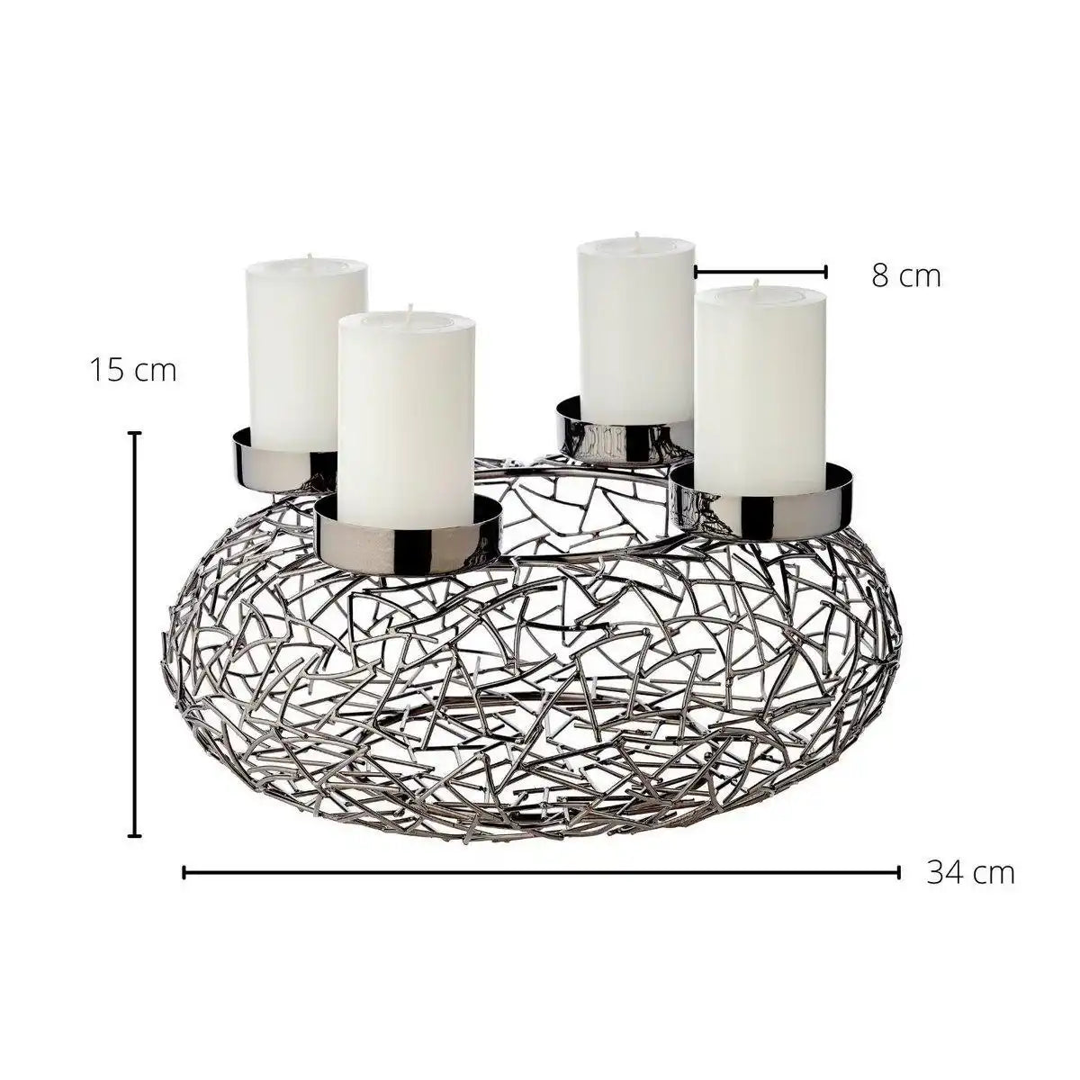 Adventskranz Milano, Edelstahl, schwarz, Durchmesser 34 cm, für Stumpenkerzen ø 8 cm - HomeDesign Knaus
