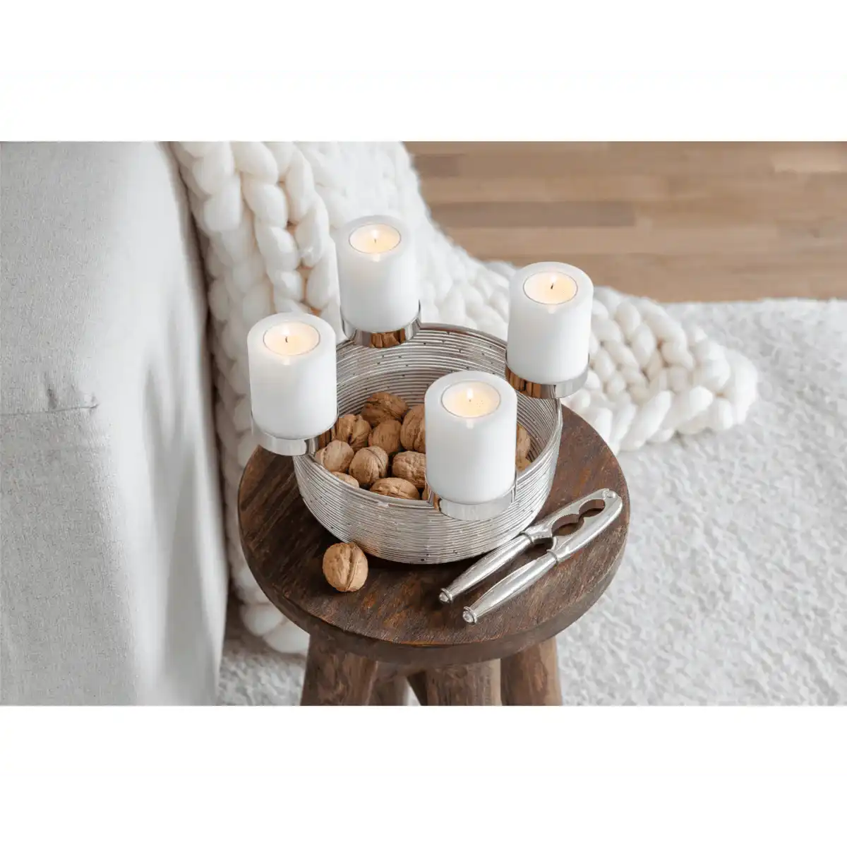 Adventskranz Rio Edelstahl poliert rund 26 cm - HomeDesign Knaus