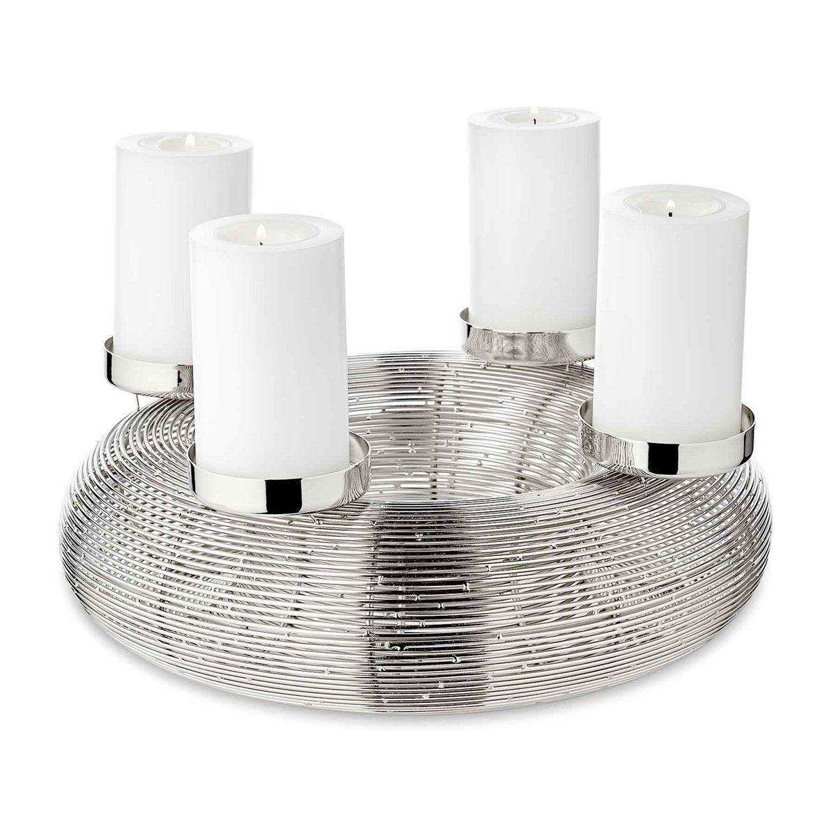 Adventskranz Verona, Edelstahl glänzend vernickelt, Durchmesser 30 cm, für Stumpenkerzen ø 6 cm - HomeDesign Knaus