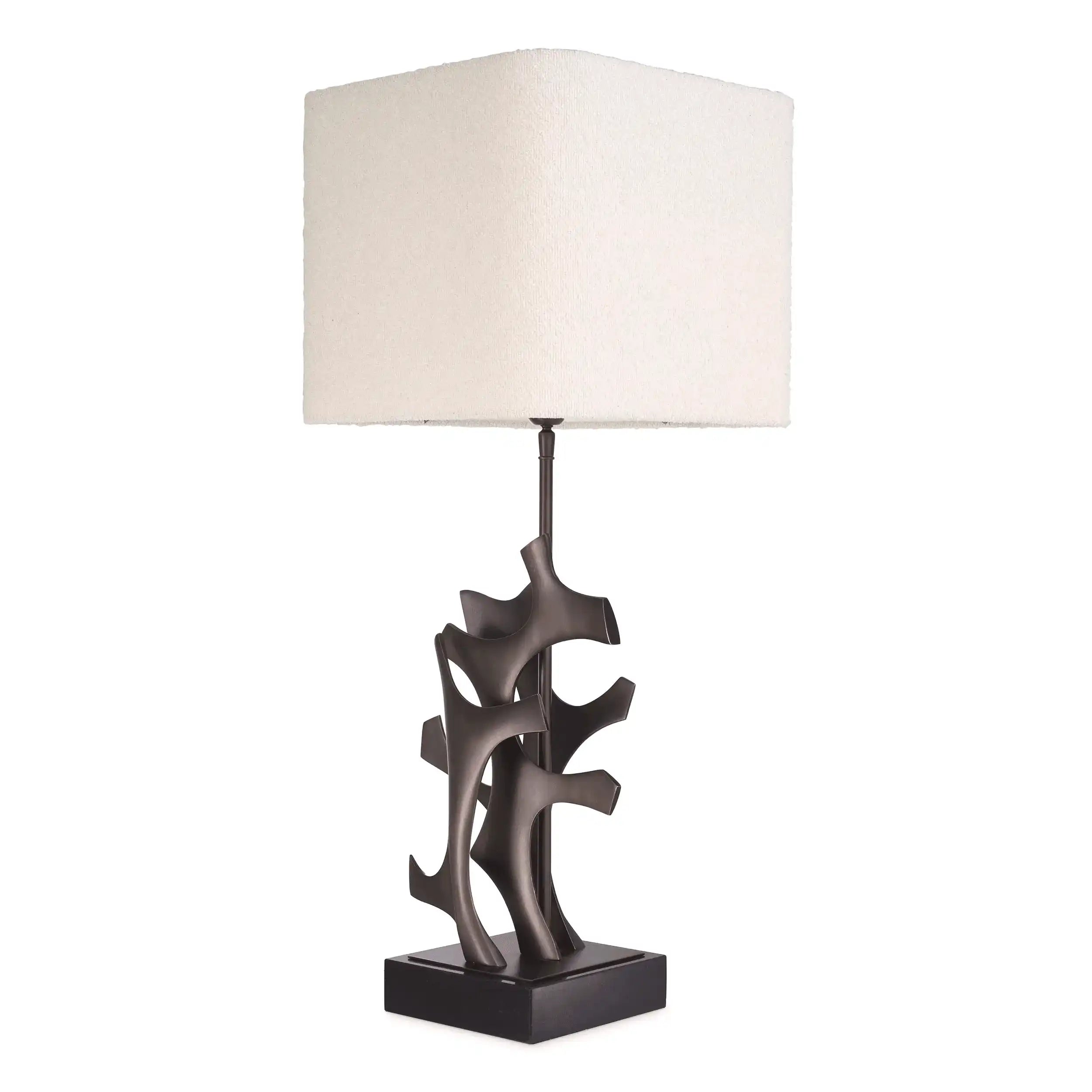 Agape Glamourösen Tischleuchte Bronze Messing Sockel aus Granit Handarbeit - HomeDesign Knaus
