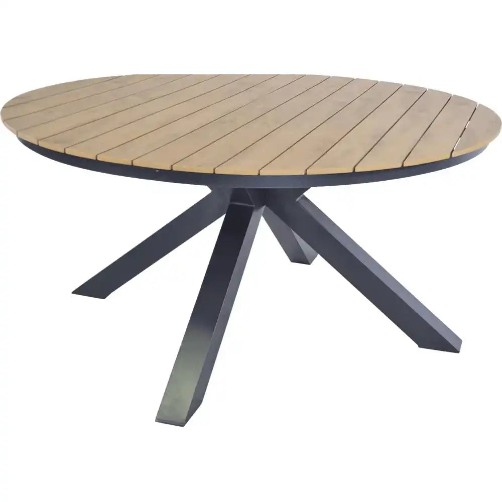 Arezzo Gartentisch Esstisch rund Teakoptik Anthrazit 150cm - HomeDesign Knaus