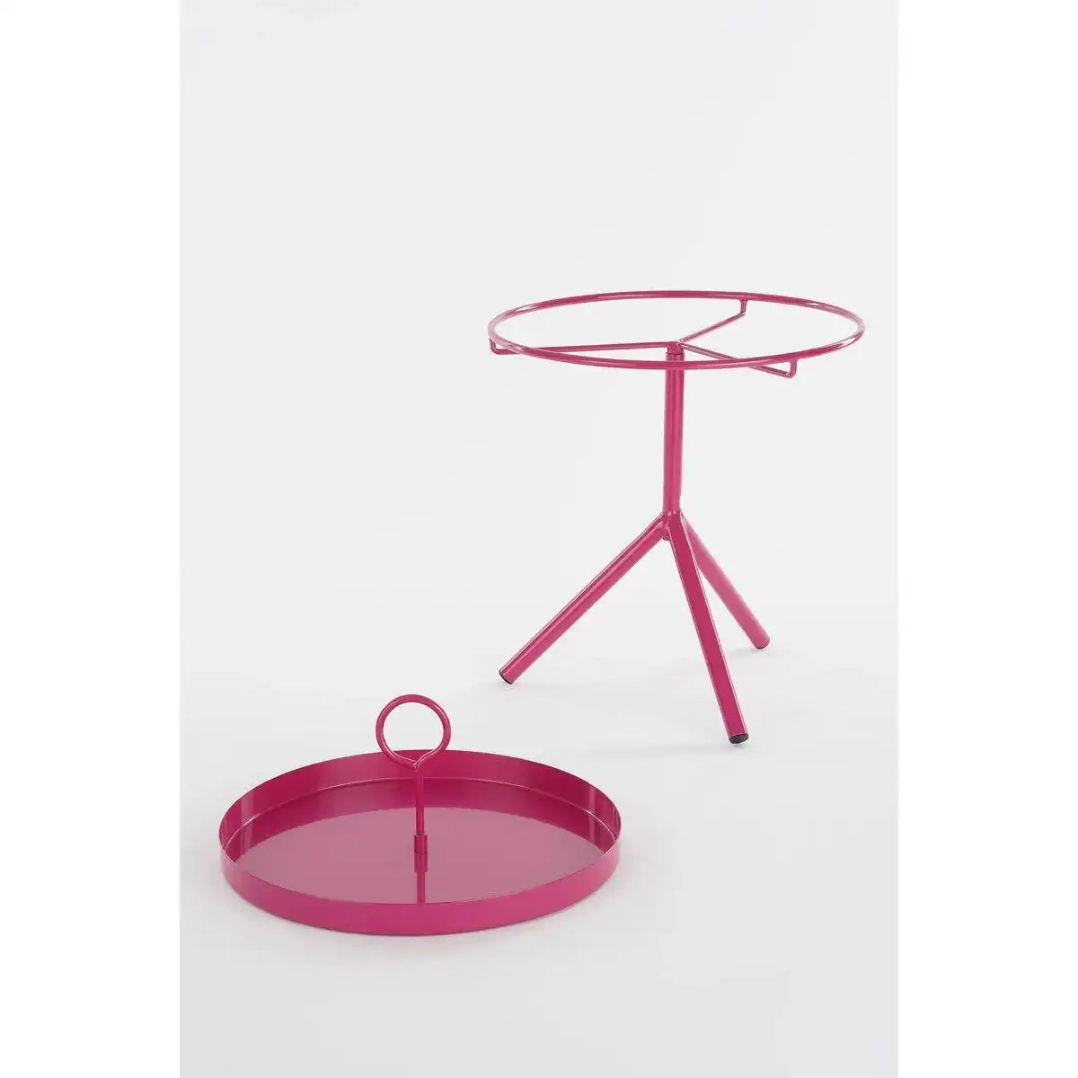 Aston Beistelltisch mit abnehmbarem Tablett – H41,5 x Ø30,5 cm – Metall – Fuchsia - HomeDesign Knaus