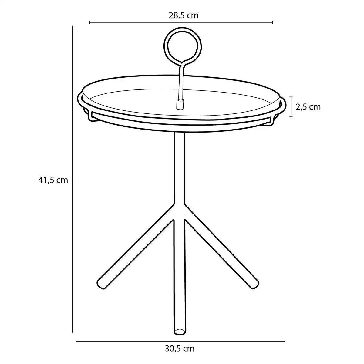 Aston Beistelltisch mit abnehmbarem Tablett – H41,5 x Ø30,5 cm – Metall – Lila - HomeDesign Knaus