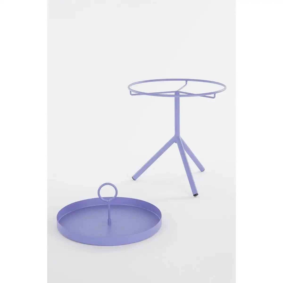 Aston Beistelltisch mit abnehmbarem Tablett – H41,5 x Ø30,5 cm – Metall – Lila - HomeDesign Knaus