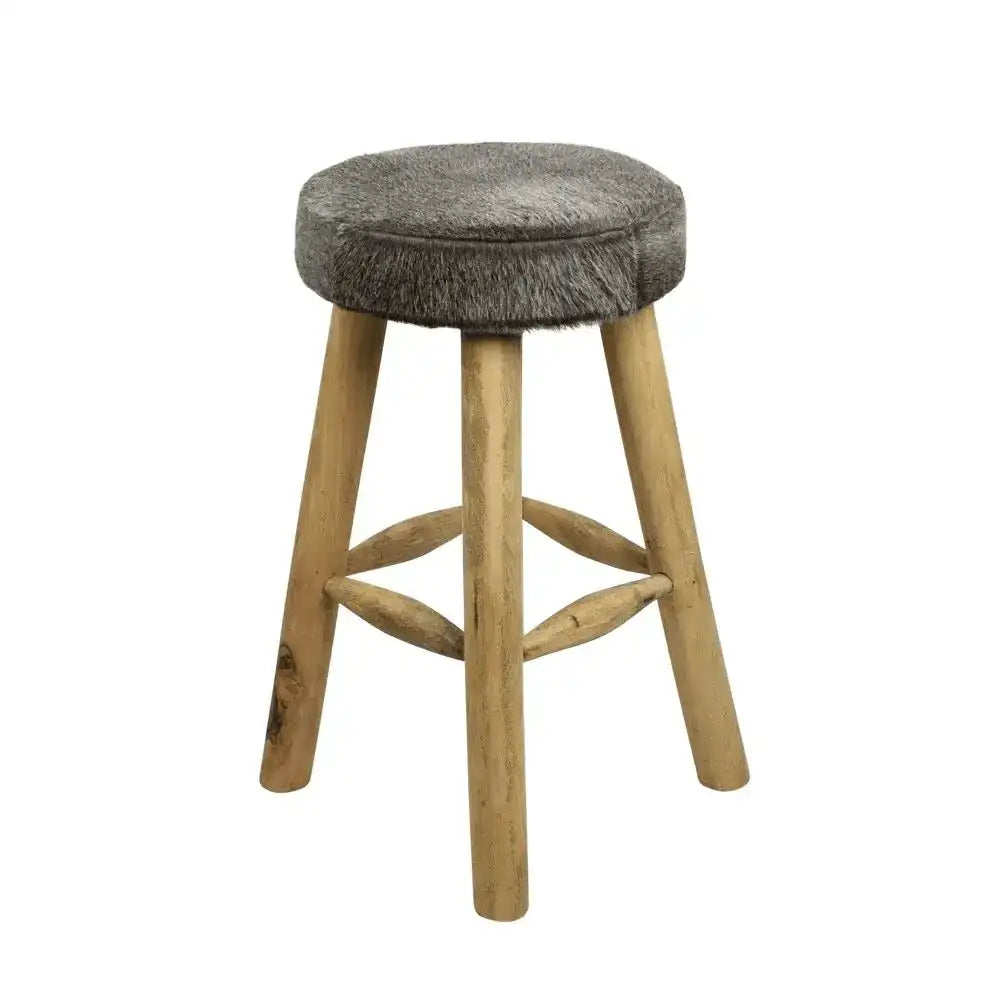 Barhocker Rindsleder Kuh grau 65cm - HomeDesign Knaus