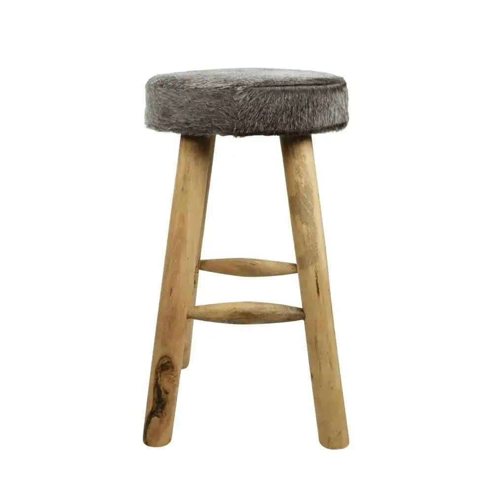 Barhocker Rindsleder Kuh grau 65cm - HomeDesign Knaus
