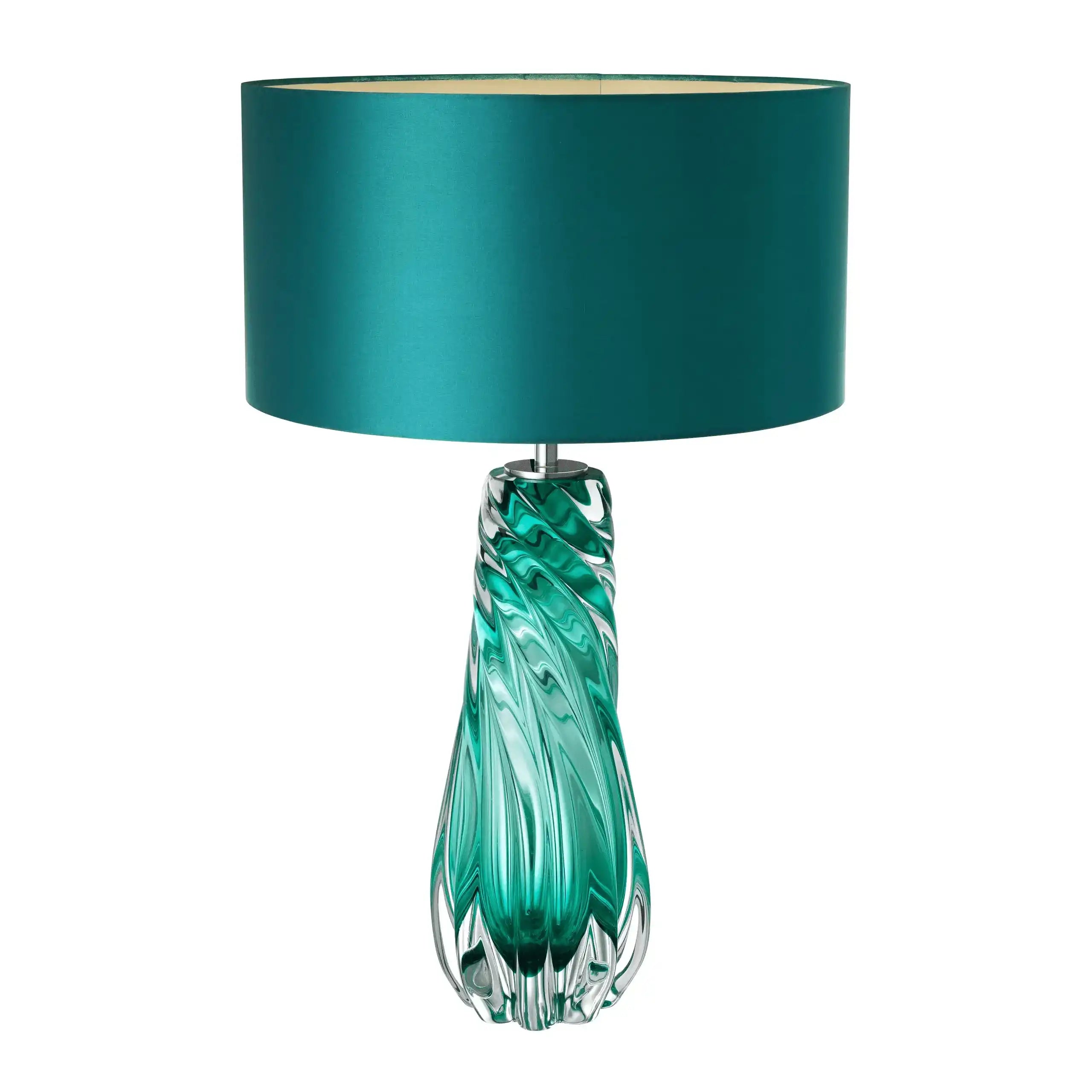 BARRON Glamourösen Tischleuchte Massives Glas Türkis Farbe Handarbeit - HomeDesign Knaus
