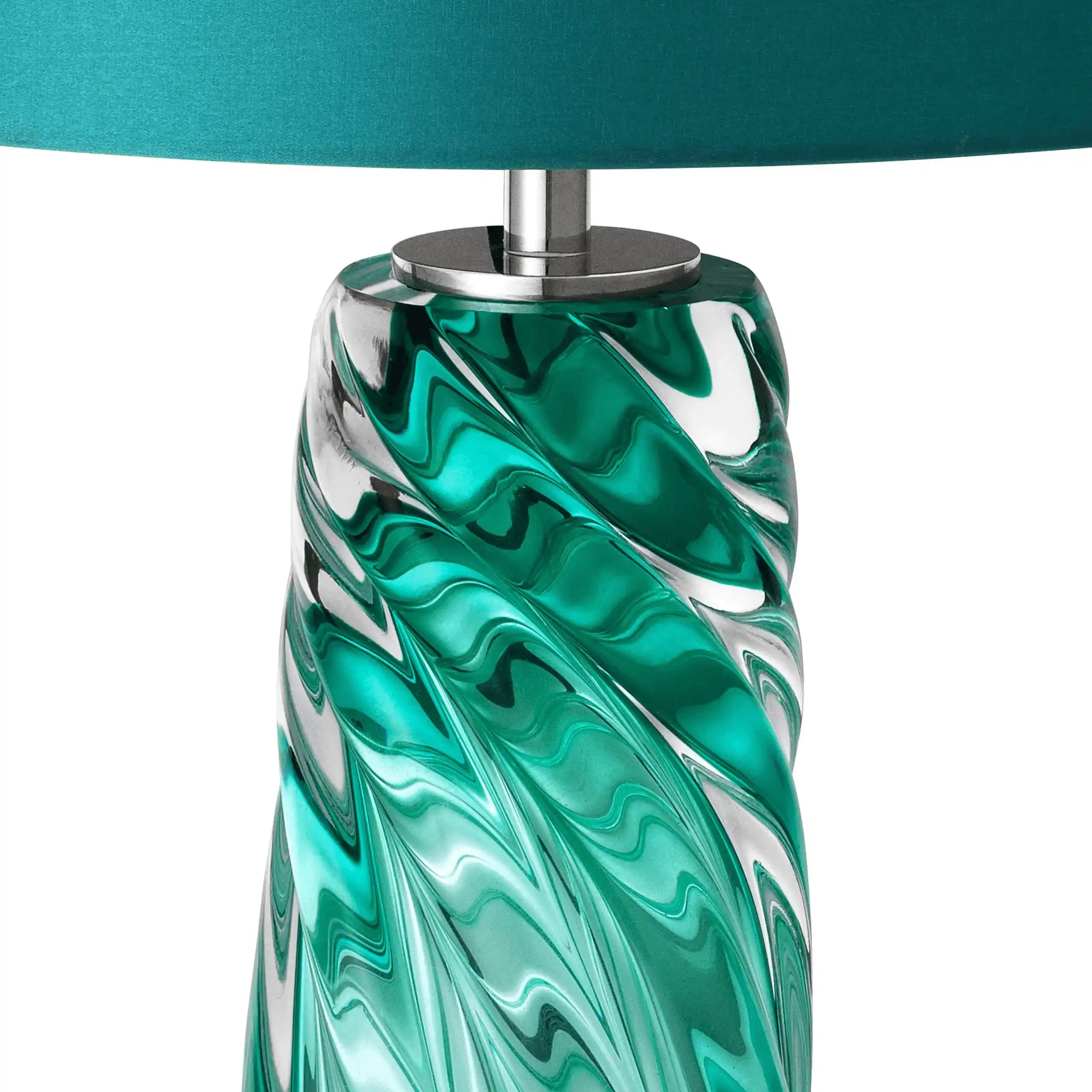 BARRON Glamourösen Tischleuchte Massives Glas Türkis Farbe Handarbeit - HomeDesign Knaus