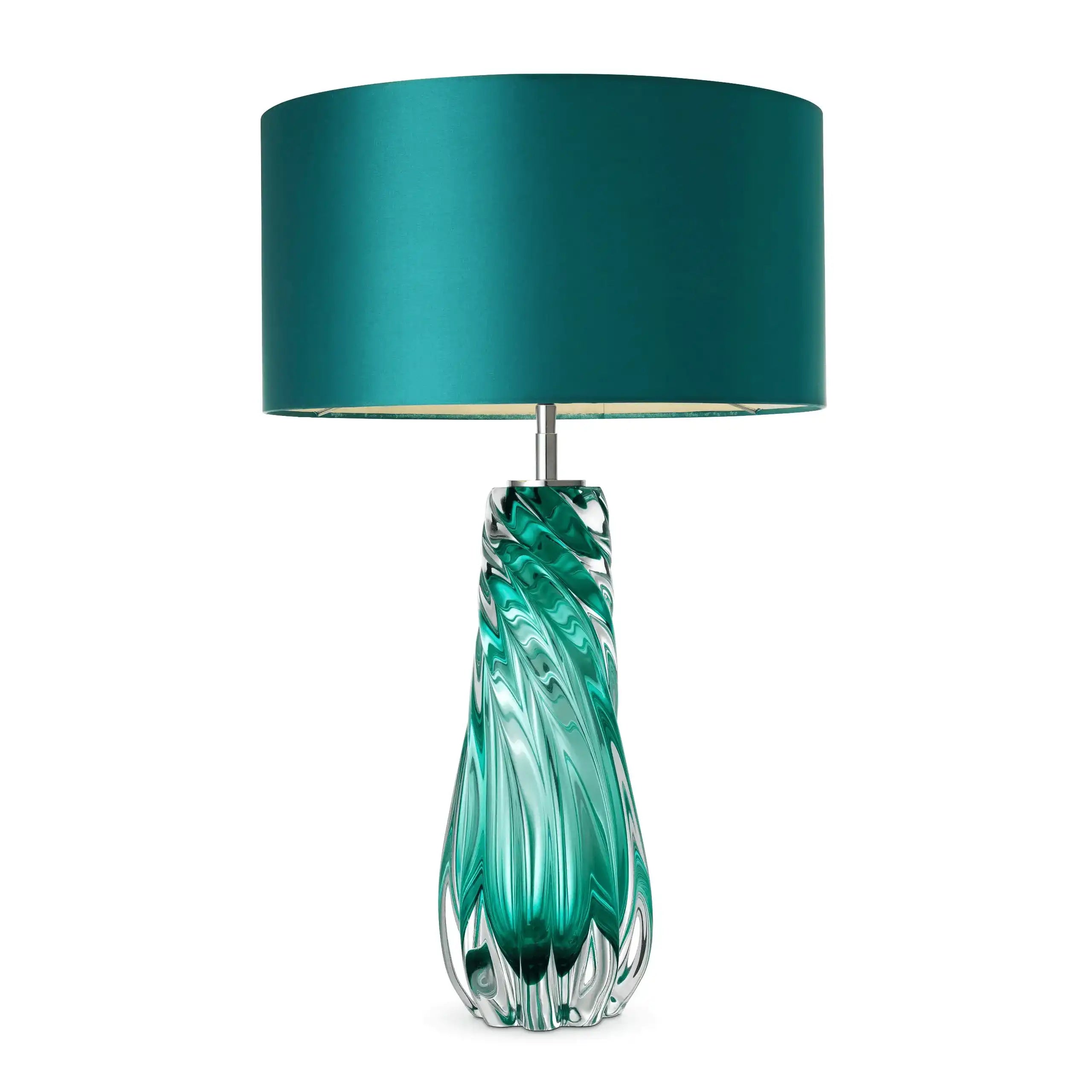 BARRON Glamourösen Tischleuchte Massives Glas Türkis Farbe Handarbeit - HomeDesign Knaus