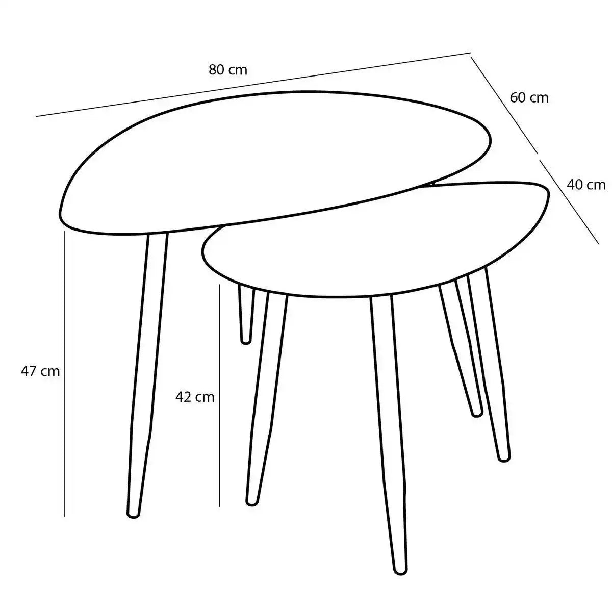 Beistelltisch – 2er-Set – L80 x B60 x H47 cm – Metall – Schwarz - HomeDesign Knaus