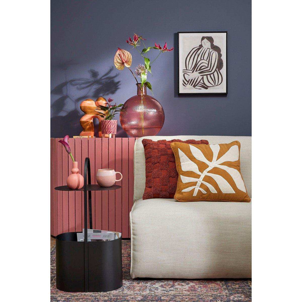 Beistelltisch mit Zeitschriftenhalter – L35 x B24 x H69 cm – Metall – Schwarz - HomeDesign Knaus