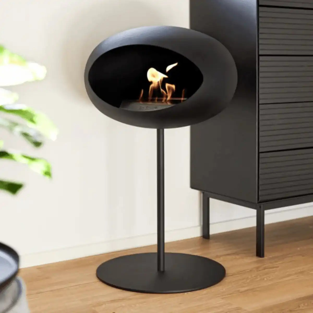 Bio-Kamin Ground Steel Low Schwarz Edelstahl Freistehen - HomeDesign Knaus