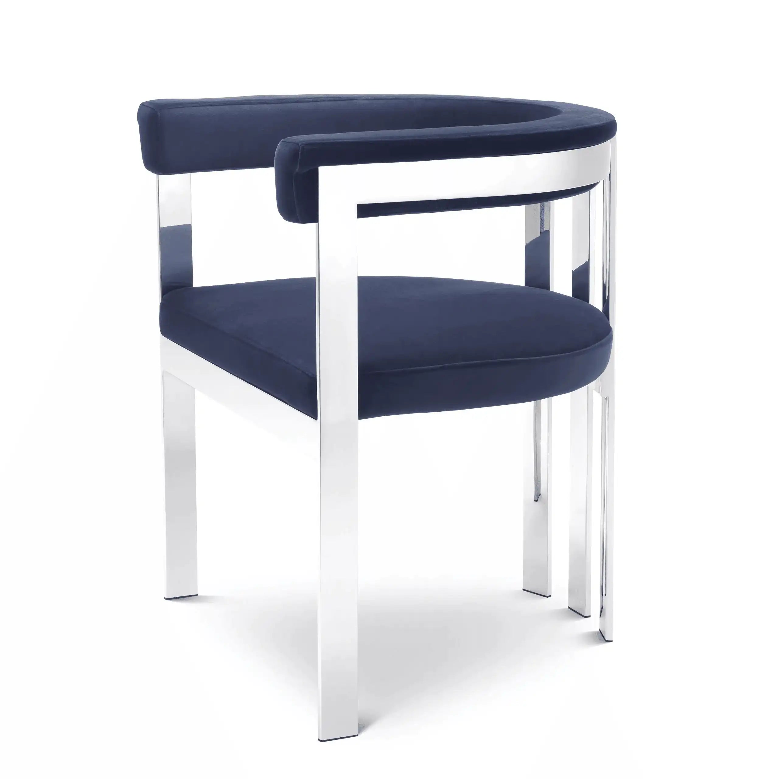 Blubhaus Esszimmerstuhl Samt Polystar Edelstahl Chrom poliert Handarbeit - HomeDesign Knaus