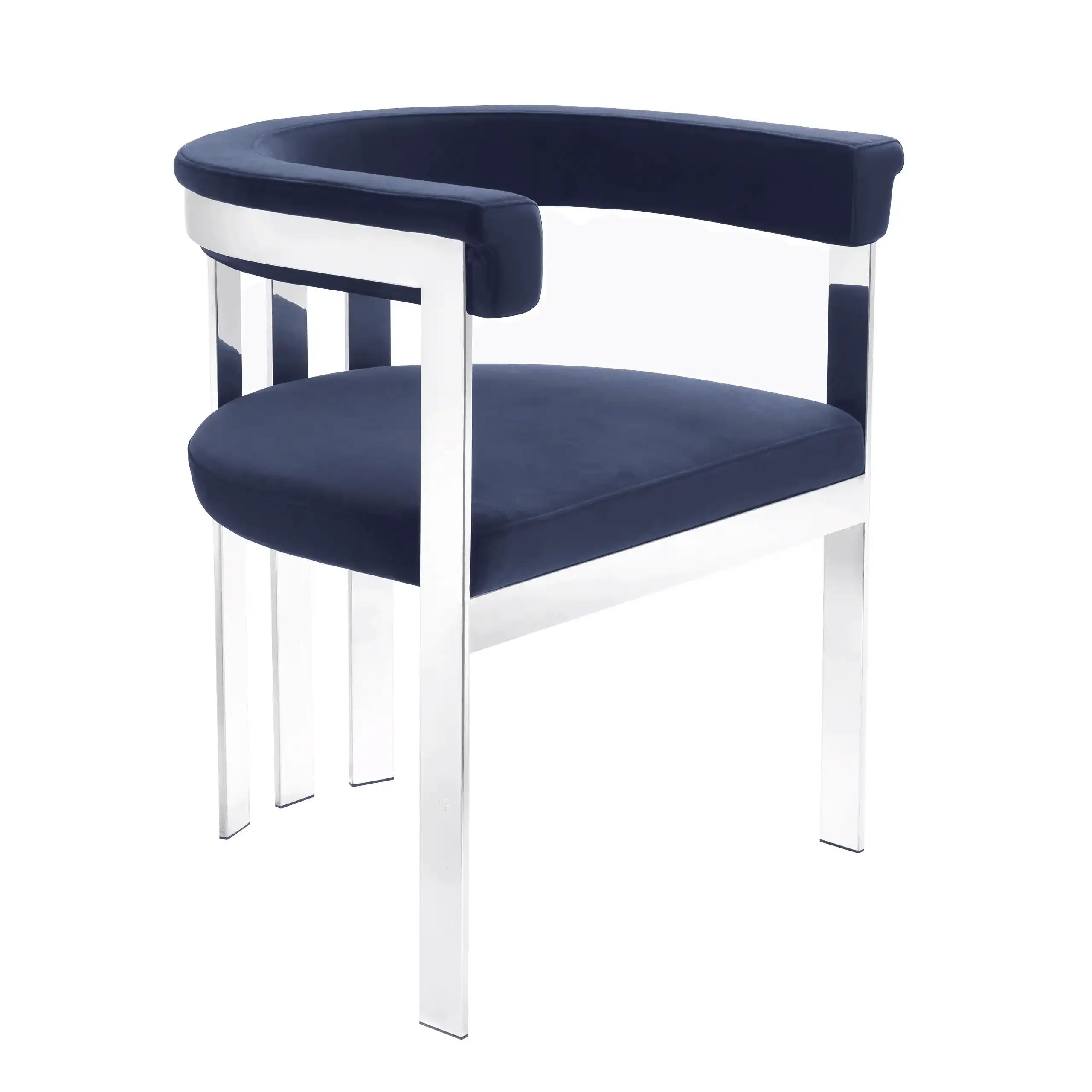 Blubhaus Esszimmerstuhl Samt Polystar Edelstahl Chrom poliert Handarbeit - HomeDesign Knaus
