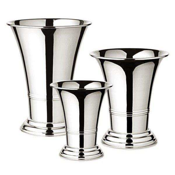 EDZARD Blumentopf Blumenübertopf Vase Tromba schwerversilbert, Höhe 15 cm, Durchmesser 14 cm - HomeDesign Knaus