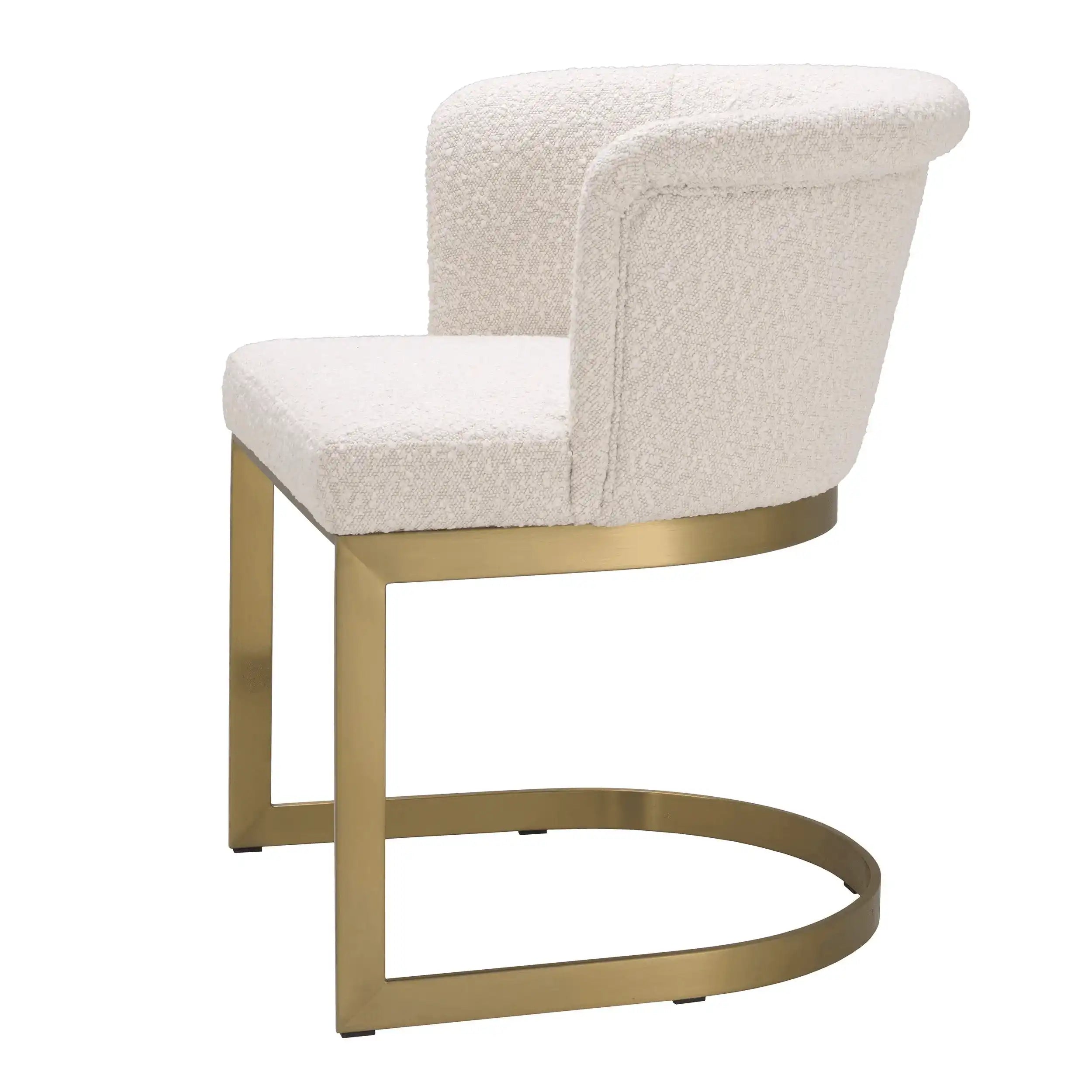 Bofinger Stuhl Esszimmerstuhl Bouclé-Creme gebürstetem Messing Retro - HomeDesign Knaus