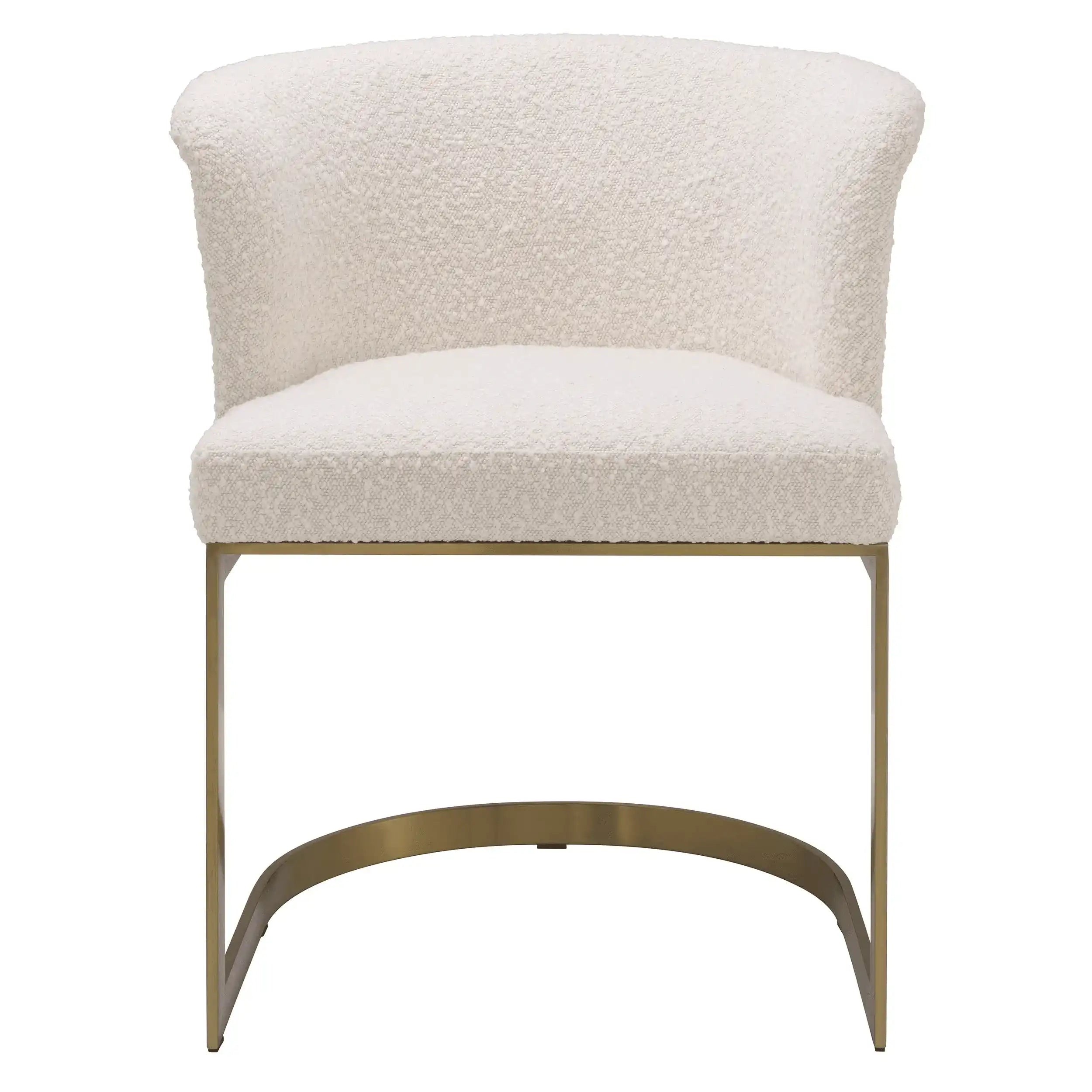 Bofinger Stuhl Esszimmerstuhl Bouclé-Creme gebürstetem Messing Retro - HomeDesign Knaus