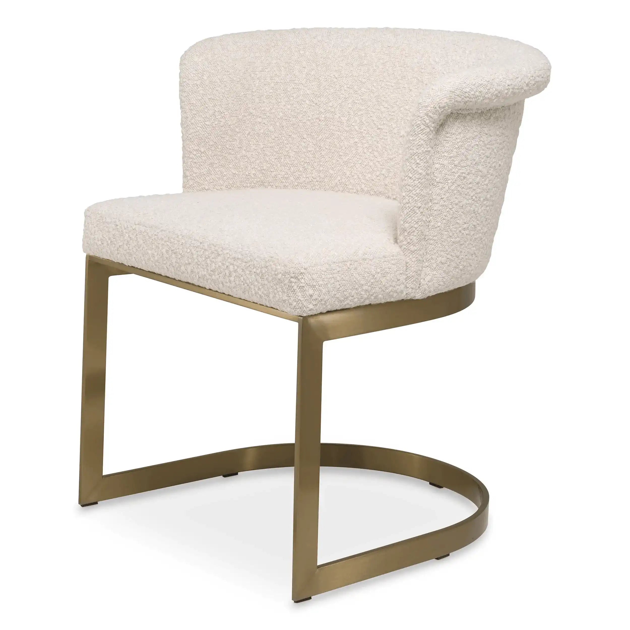 Bofinger Stuhl Esszimmerstuhl Bouclé-Creme gebürstetem Messing Retro - HomeDesign Knaus