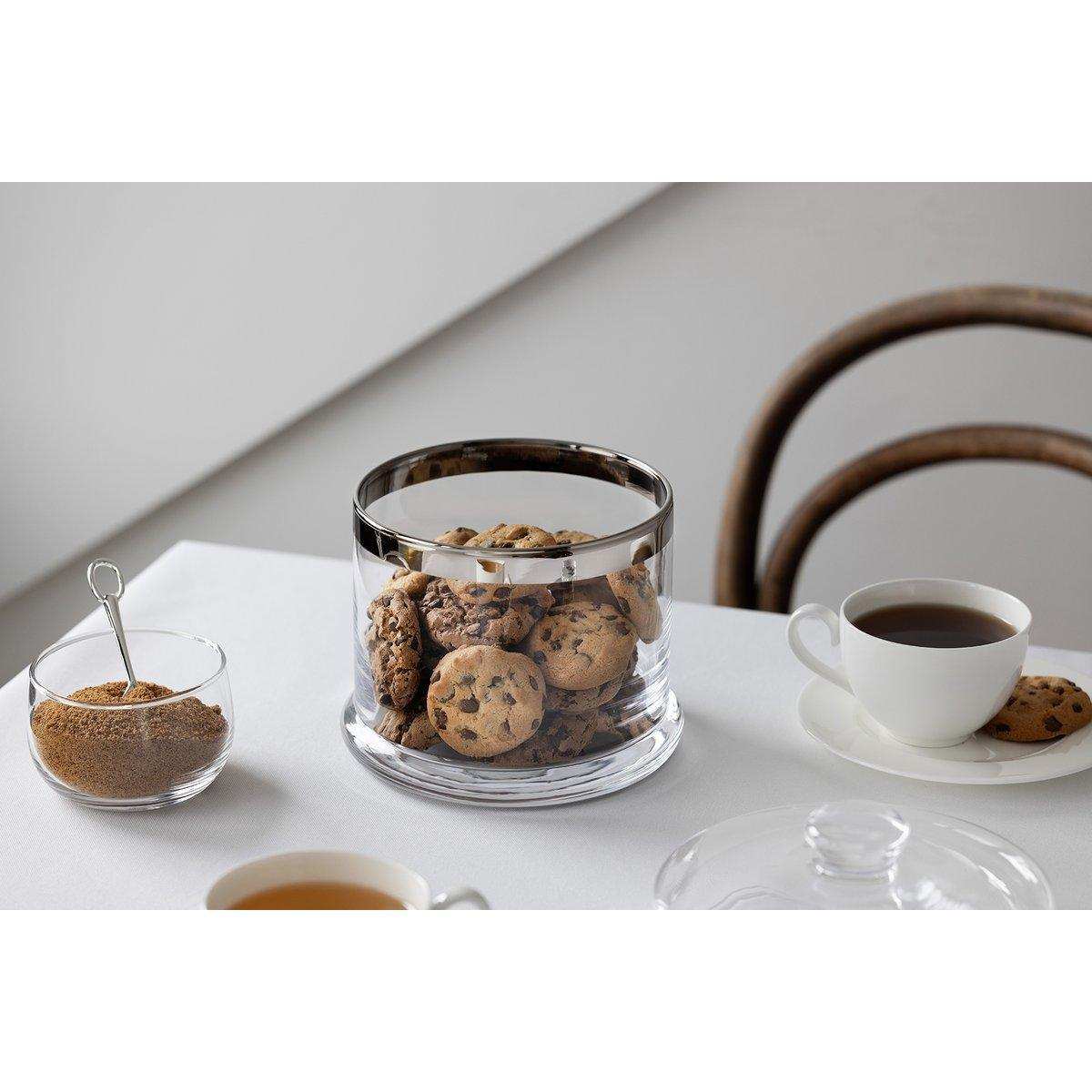 Bonboniere Erik mundgeblasenes Kristallglas mit Platinrand - HomeDesign Knaus