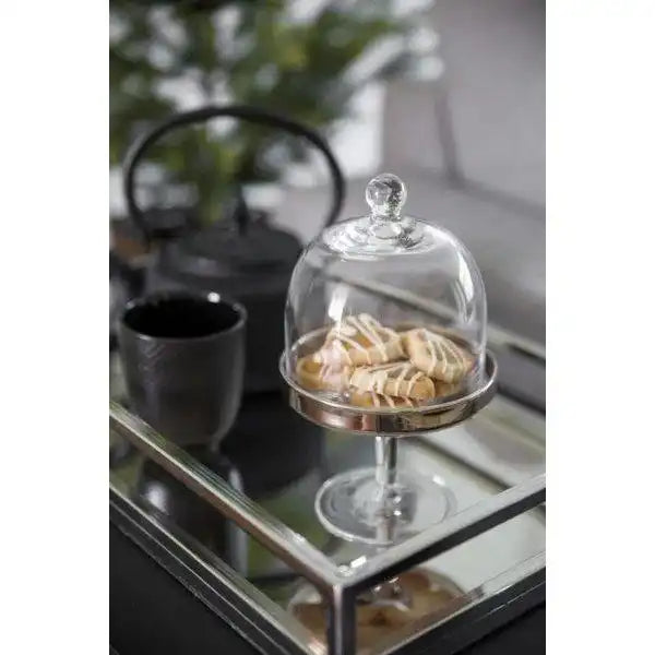 Bonboniere Glasdose Candy Bar auf Fuß Leos Kristallglas mit Platinrand - HomeDesign Knaus