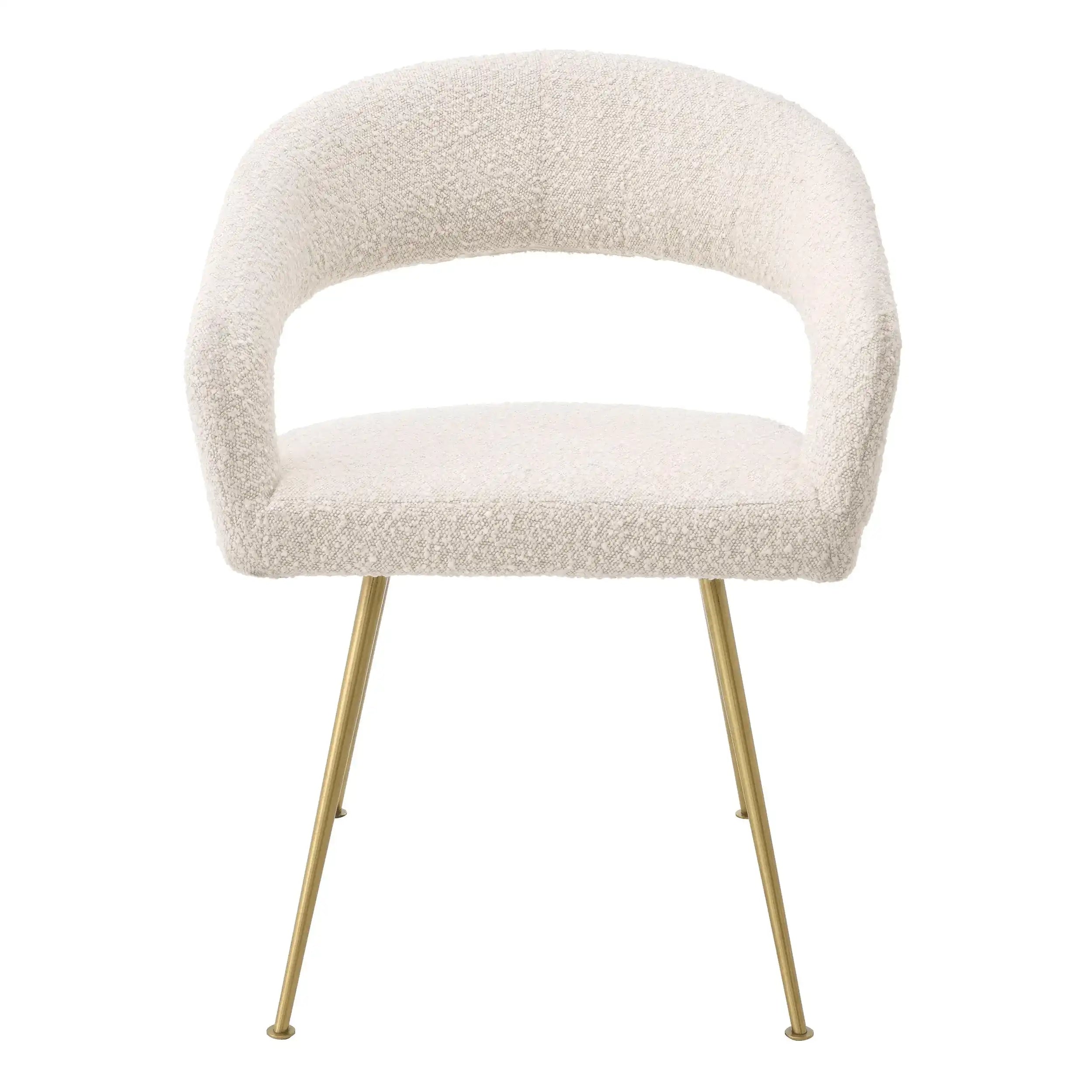 Bravo Esszimmerstuhl Boucle Creme Beine aus gebürstetem Messing - HomeDesign Knaus