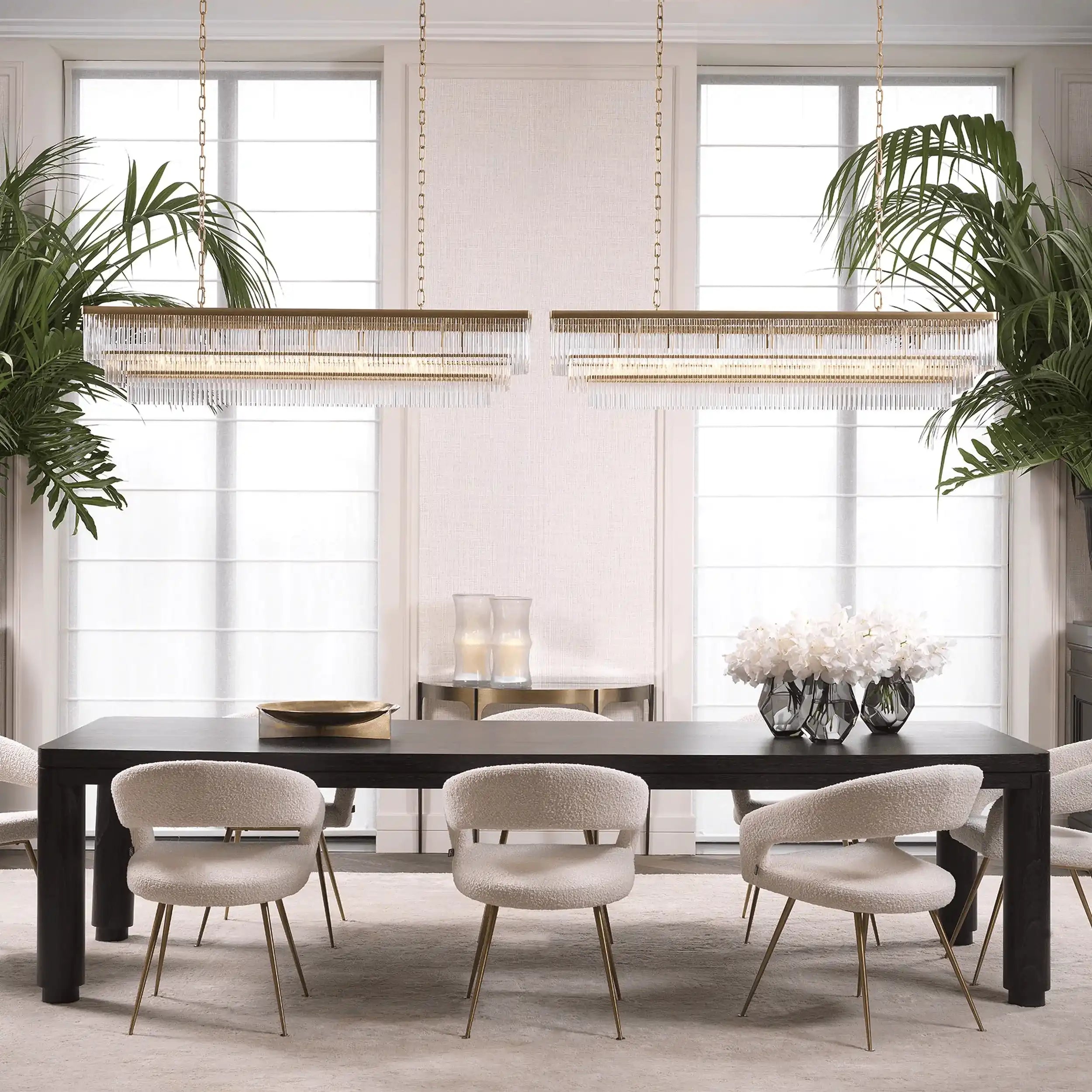 Bravo Esszimmerstuhl Boucle Creme Beine aus gebürstetem Messing - HomeDesign Knaus