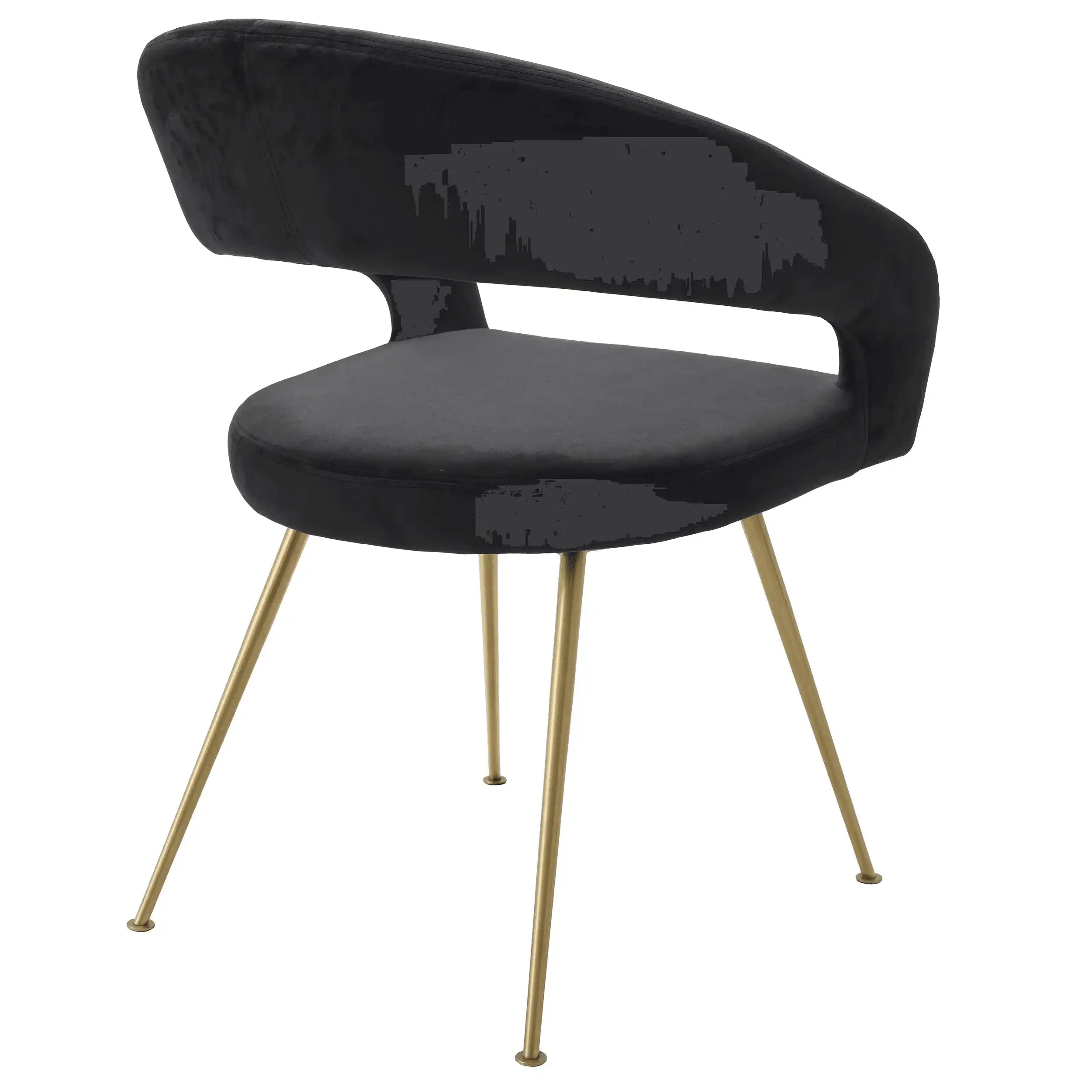 Bravo Esszimmerstuhl Roche schwarzer Samt Beine aus gebürstetem Messing - HomeDesign Knaus