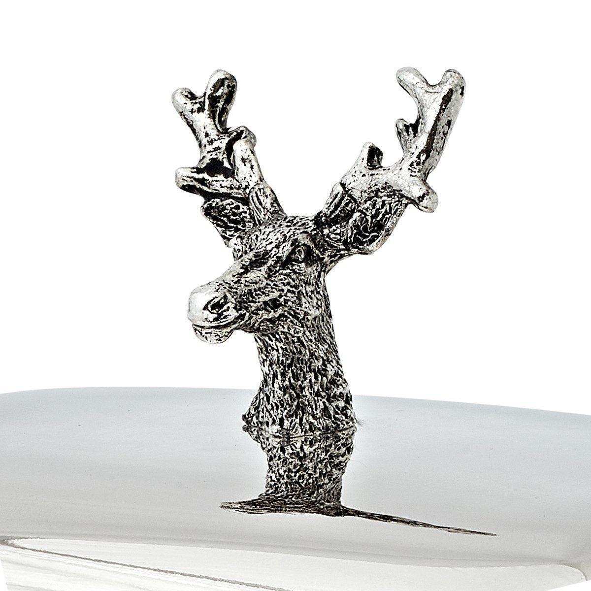 Butterdose Hirsch Glaseinsatz Edelstahö versilbert mit Buttermesser - HomeDesign Knaus