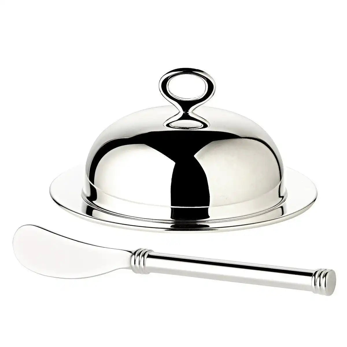 Butterdose Jago edel versilbert inkl. Buttermesser Edelstahl - HomeDesign Knaus