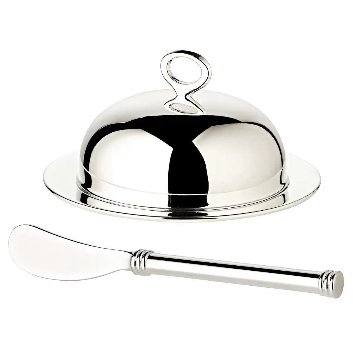 Butterdose Jago edel versilbert inkl. Buttermesser Edelstahl - HomeDesign Knaus