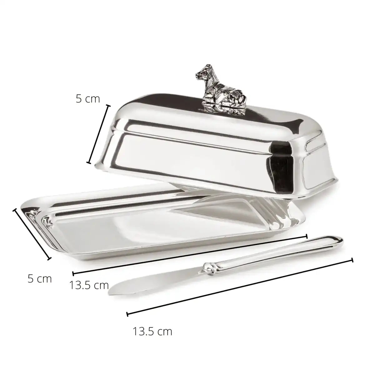 Butterdose Kuh Edelstahl versilbert inkl. Buttermesser - HomeDesign Knaus
