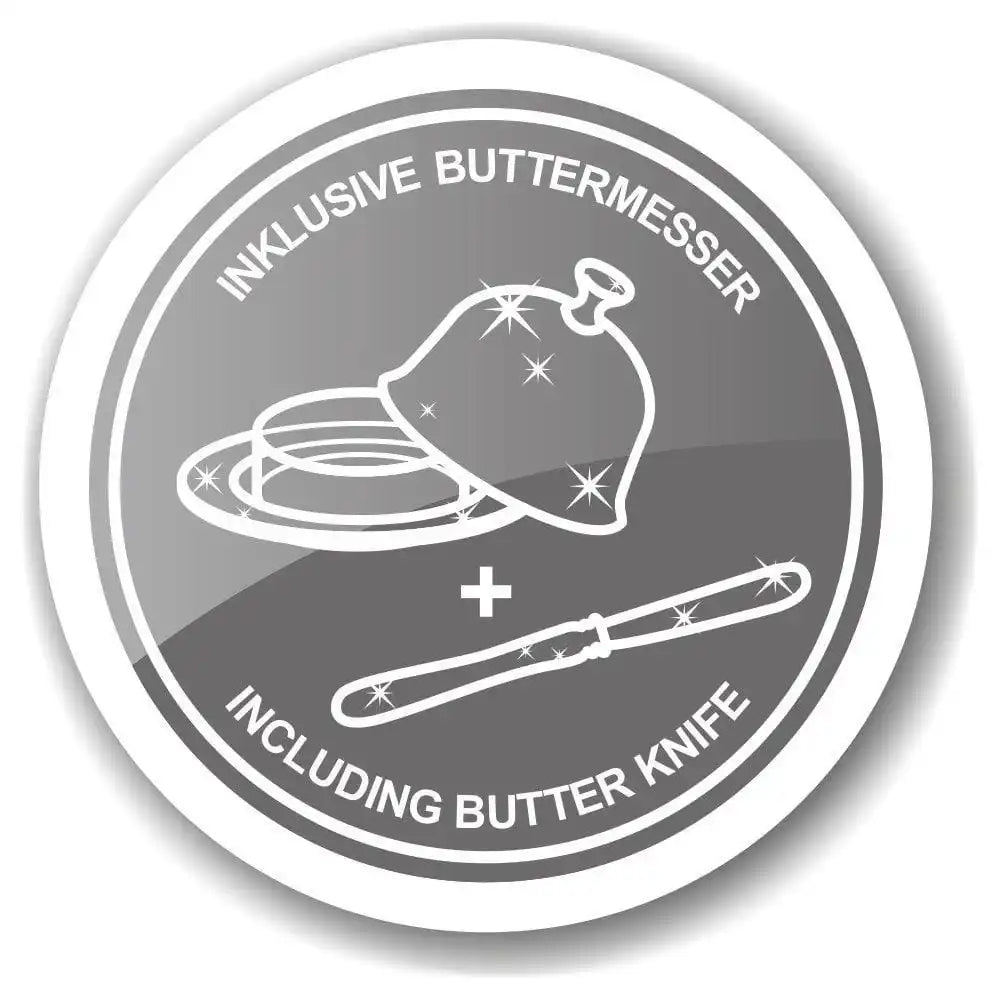 Butterdose Mary mit Glasplatte Edelstahl versilbertinkl. Buttermesser - HomeDesign Knaus