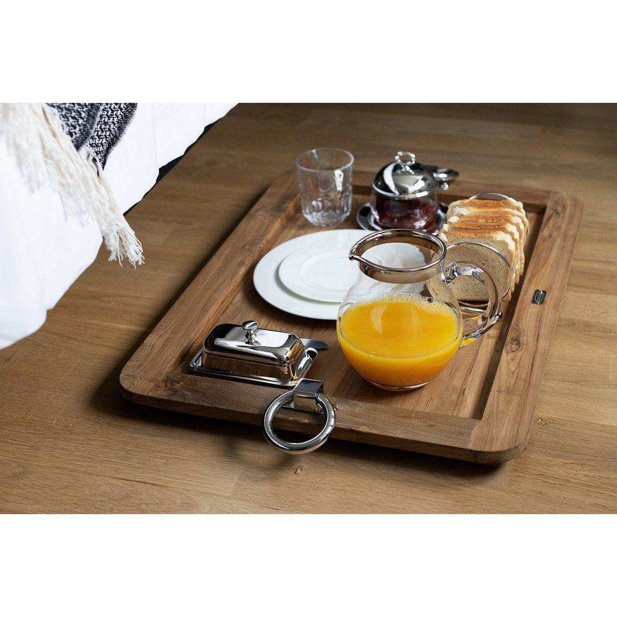Butterdose Mary mit Glasplatte Edelstahl versilbertinkl. Buttermesser - HomeDesign Knaus