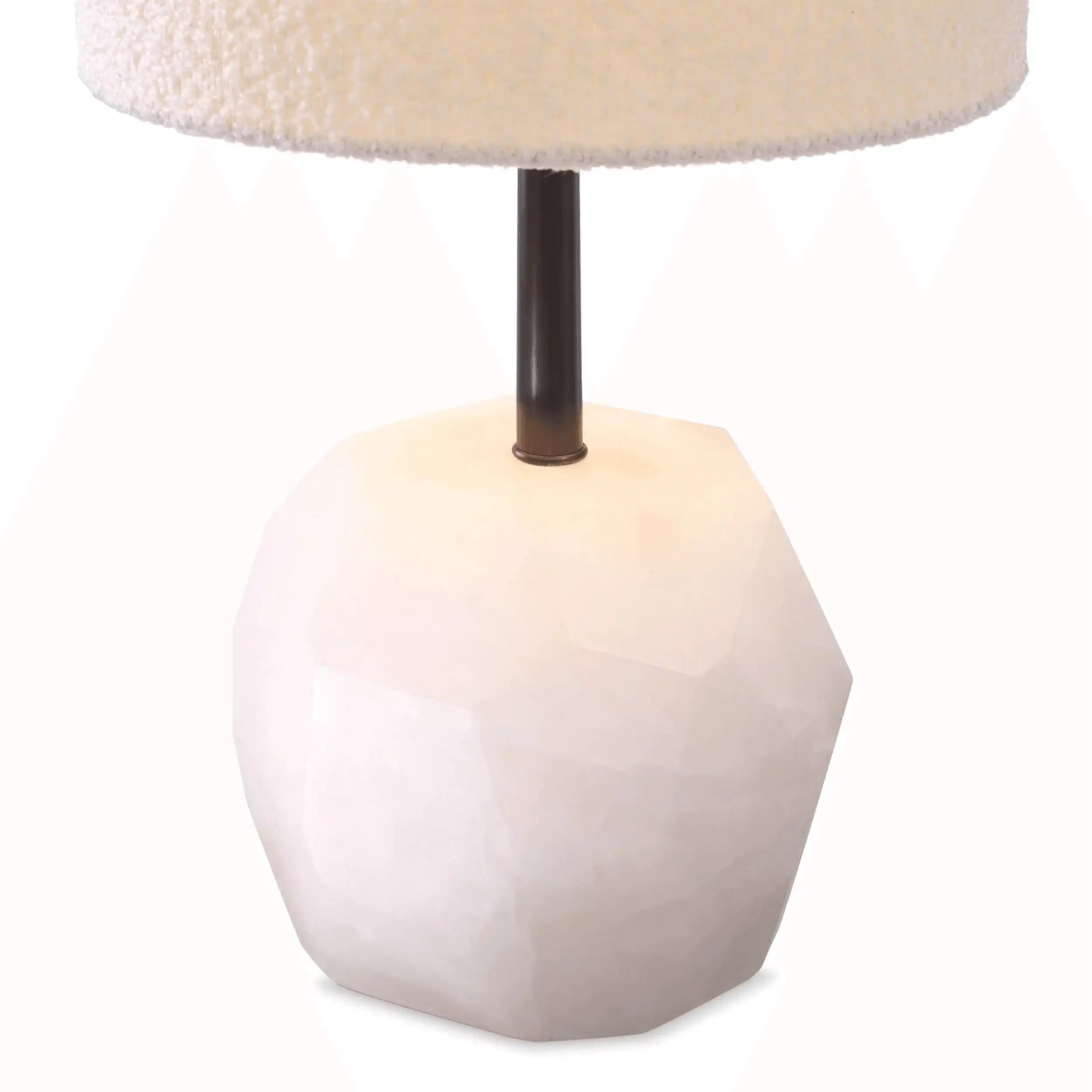 Cahaba Glamourösen Tischleuchte Bronze Antik-Messing Inklusive Schirm aus Leinenmischung Handarbeit - HomeDesign Knaus