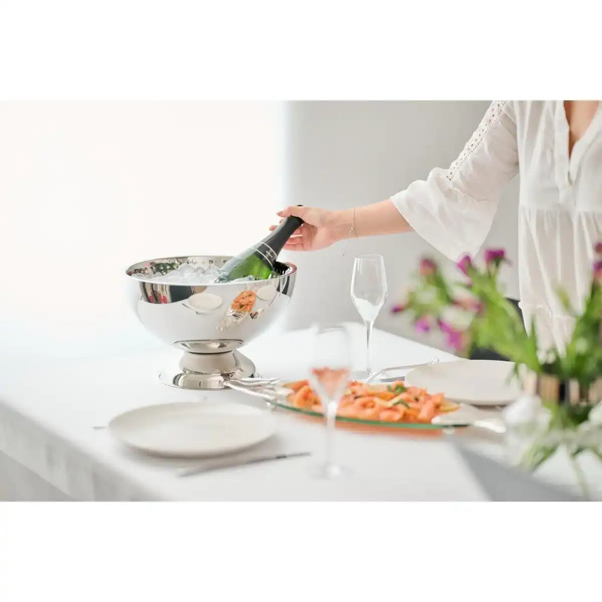 Champagnerkühler Cadiz doppelwandig Edelstahl Flaschenkühler 32 cm - HomeDesign Knaus