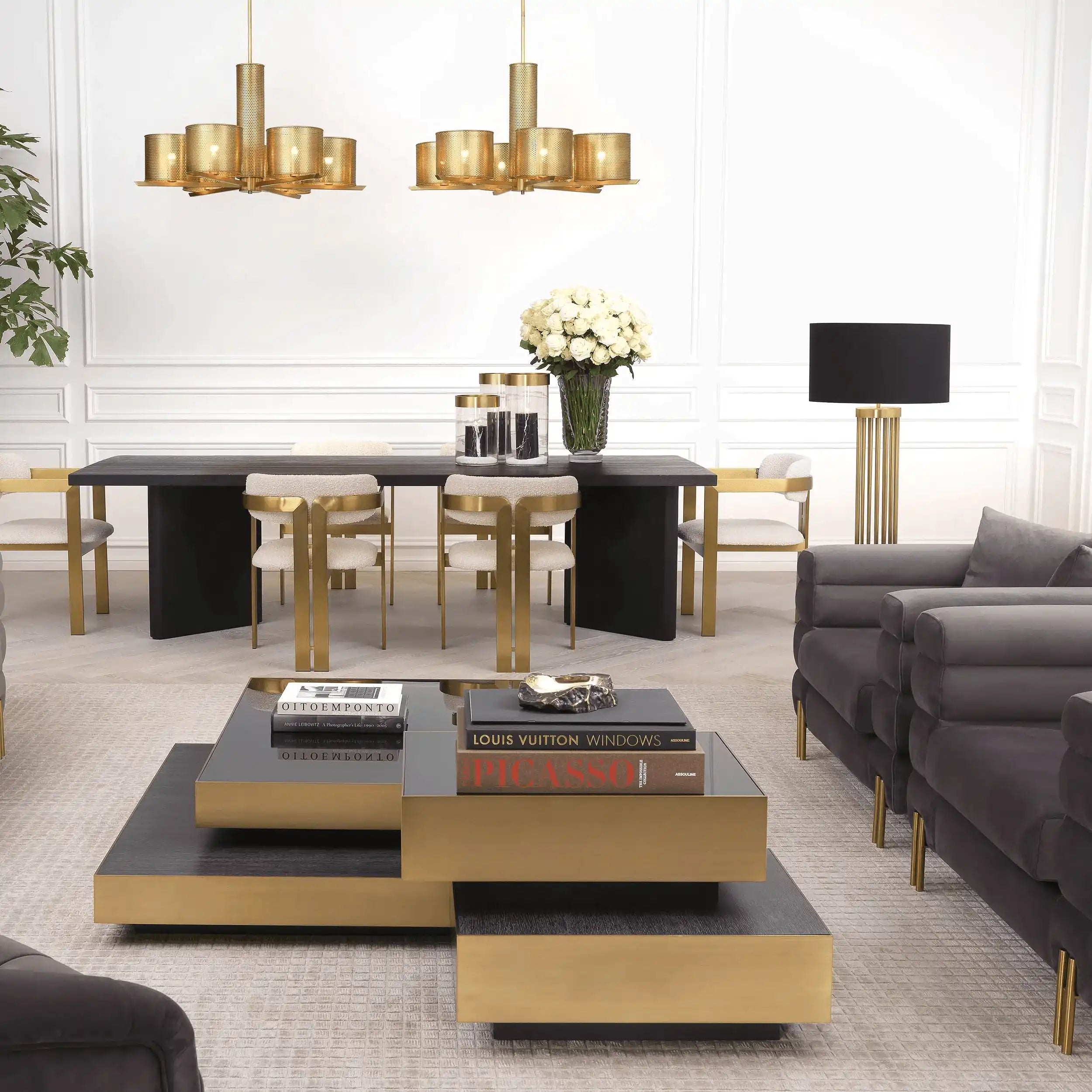 Condo Glamourösen Tischleuchte Antik Messing Sockel Marmor Handarbeit - HomeDesign Knaus