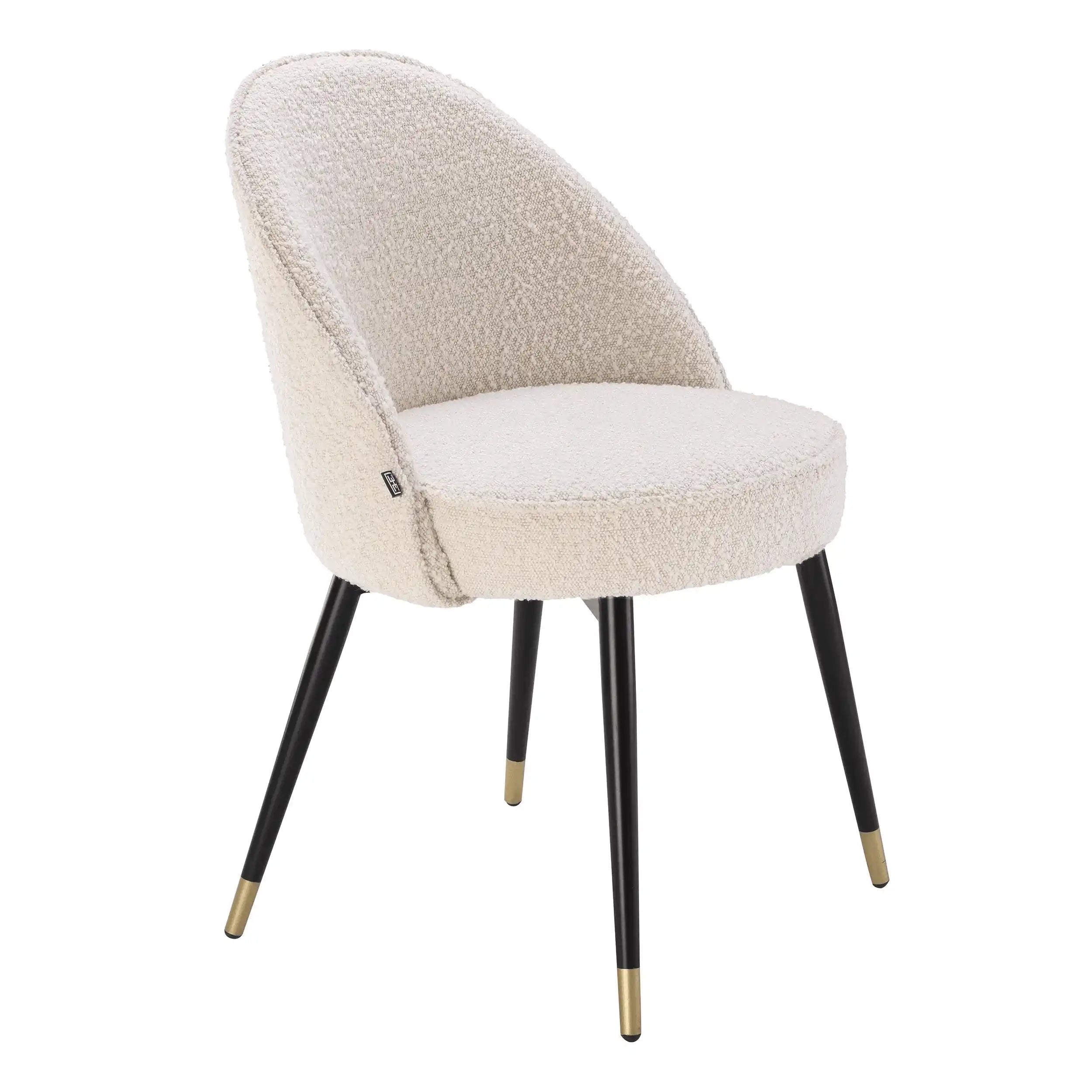 Cooper Esszimerrstuhl Bouclé-Creme Beine in Schwarz und Messing-Finish - HomeDesign Knaus