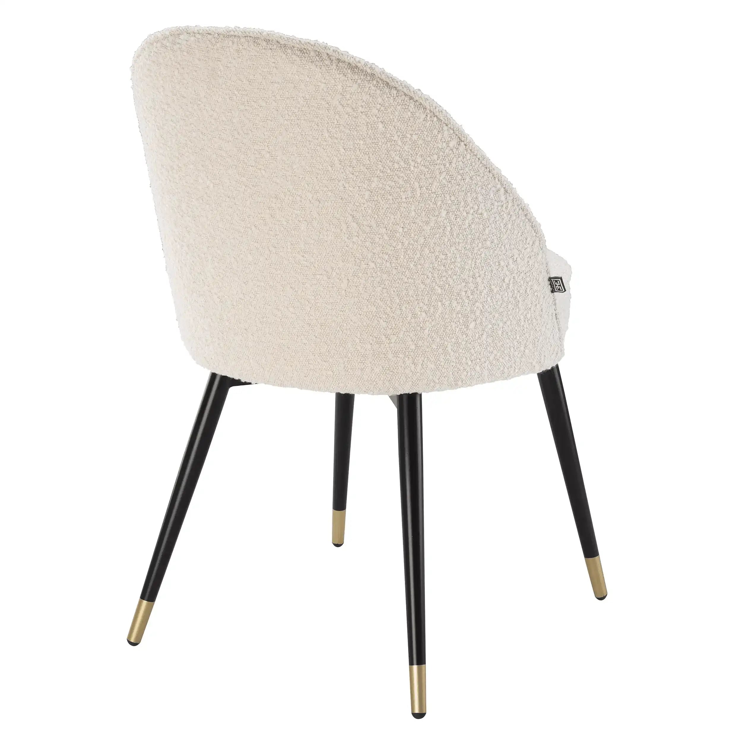 Cooper Esszimerrstuhl Bouclé-Creme Beine in Schwarz und Messing-Finish - HomeDesign Knaus