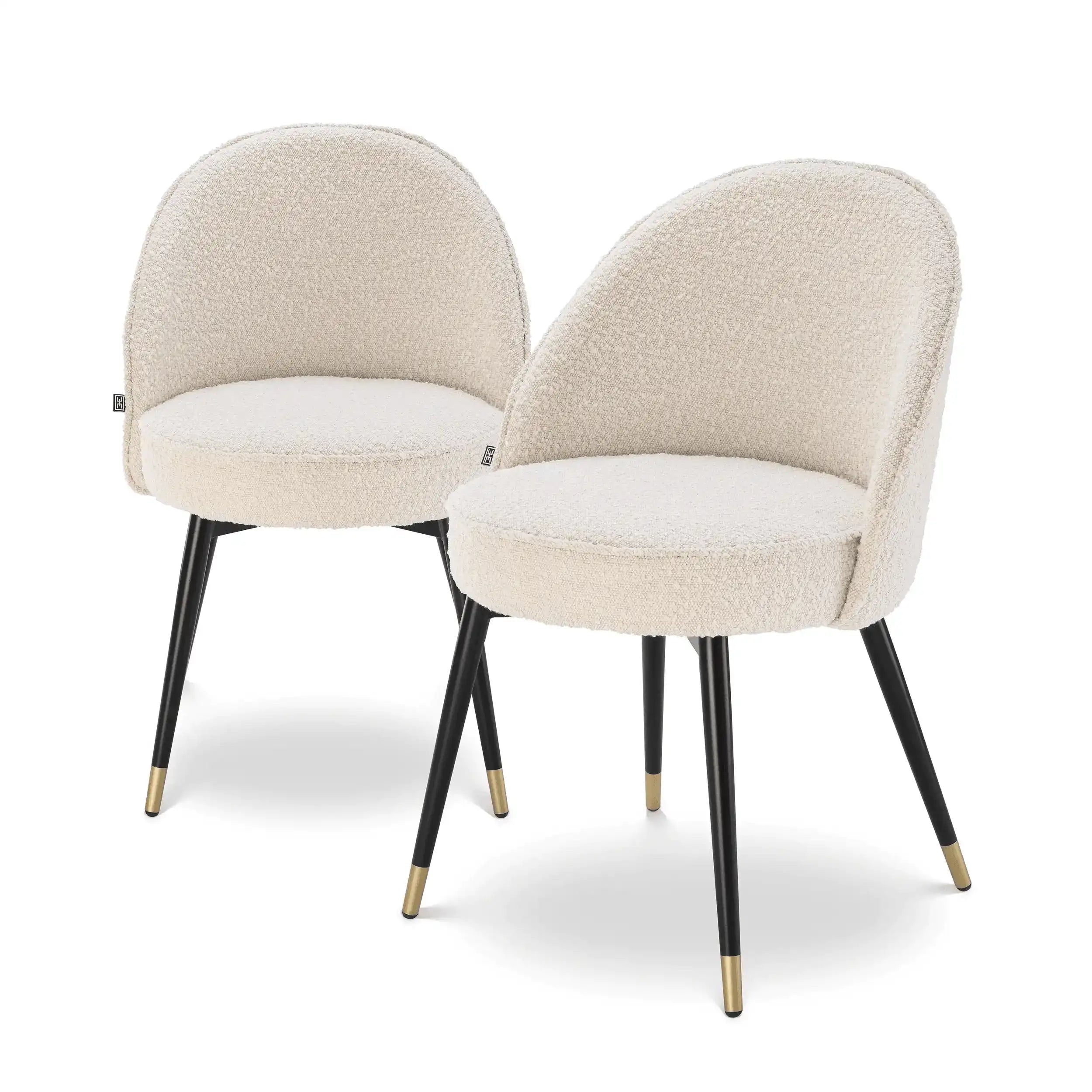 Cooper Esszimerrstuhl Bouclé-Creme Beine in Schwarz und Messing-Finish - HomeDesign Knaus