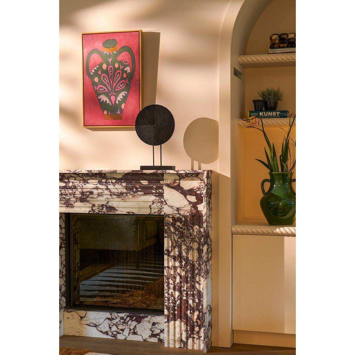 Danae-Ornament auf Fuß – H25 x Ø40 cm – FSC 100 % Mangoholz – Schwarz - HomeDesign Knaus