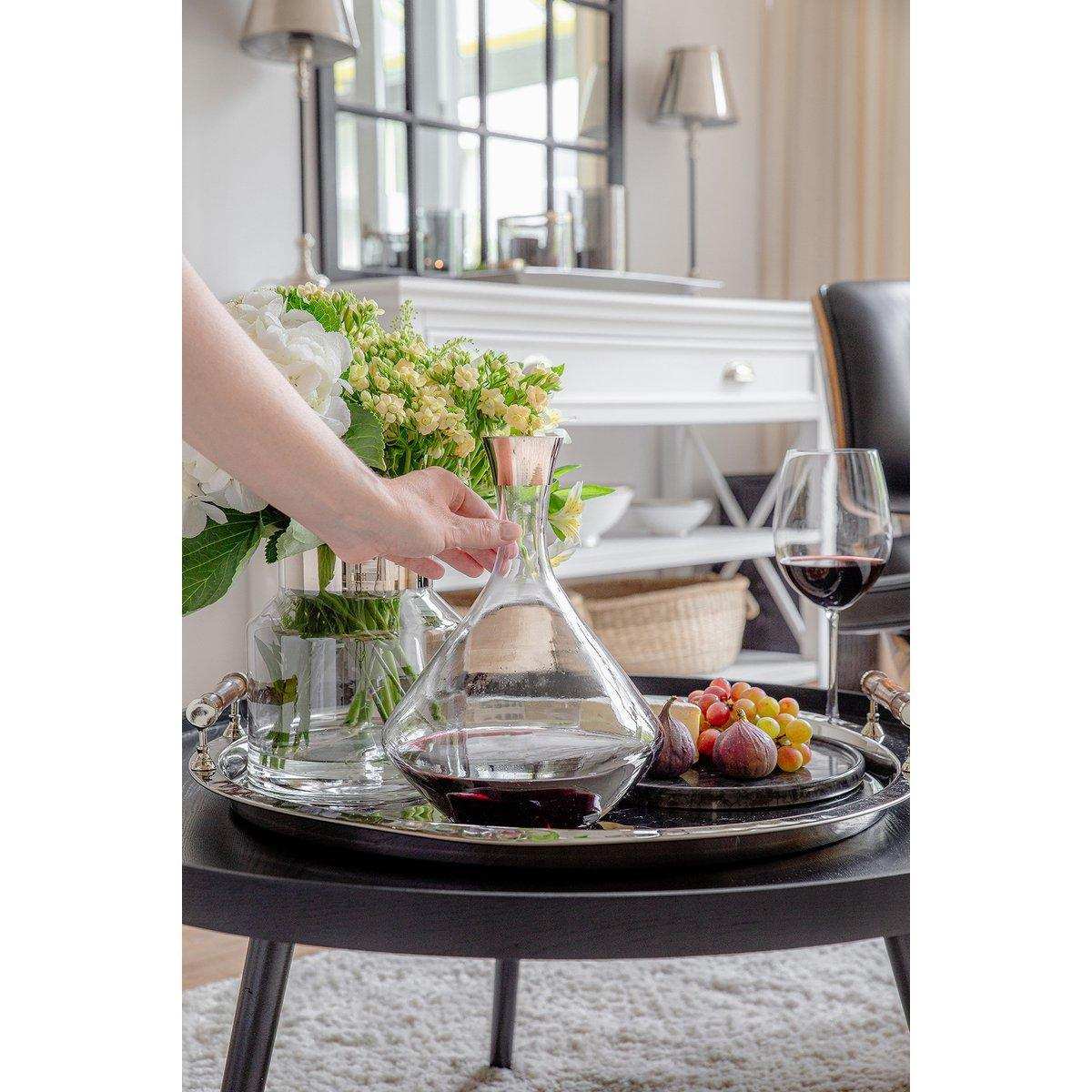 Dekanter Karaffe Frederick Kristallglas mit Platinrand Weinkaraffe 27 cm - HomeDesign Knaus