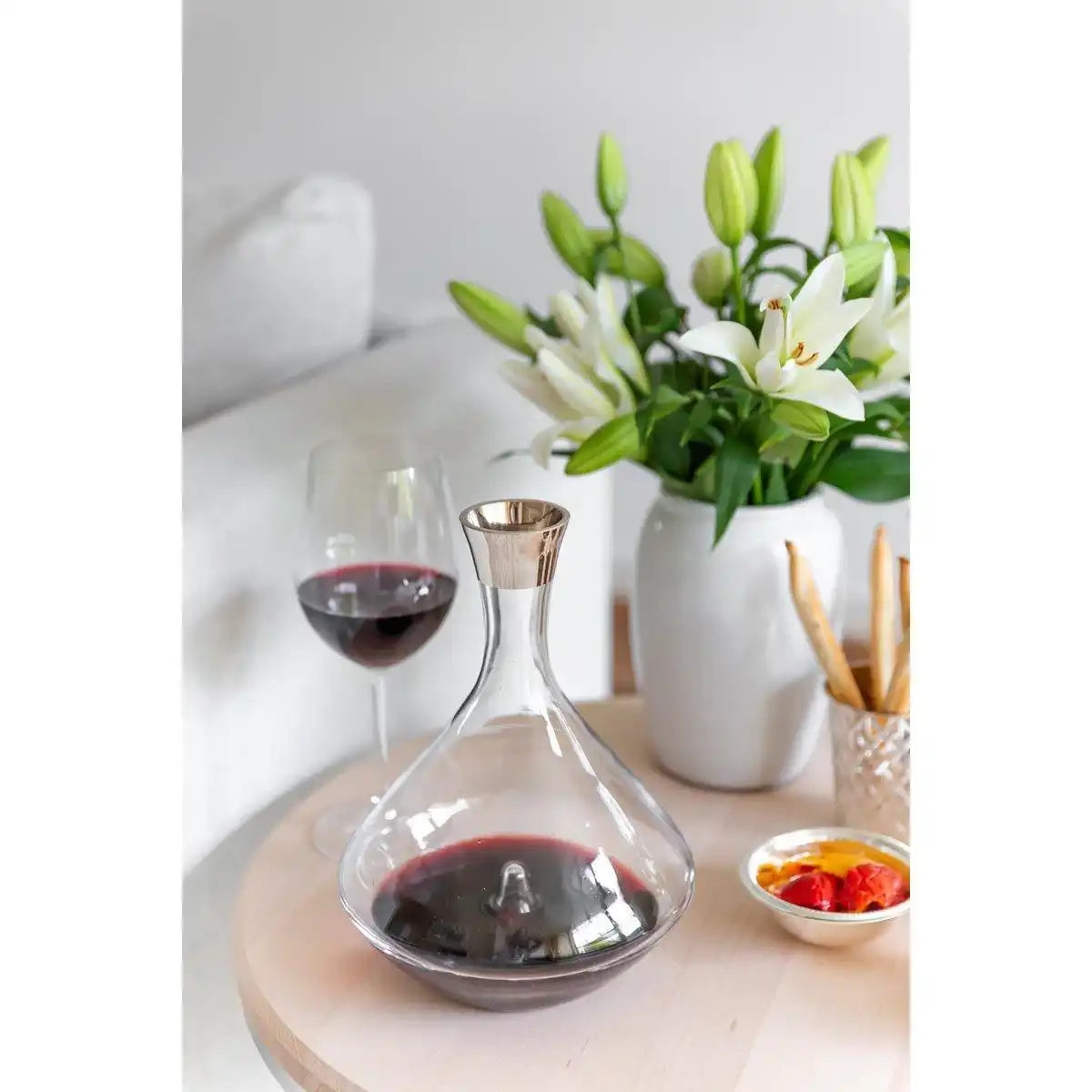 Dekanter Karaffe Frederick Kristallglas mit Platinrand Weinkaraffe 27 cm - HomeDesign Knaus