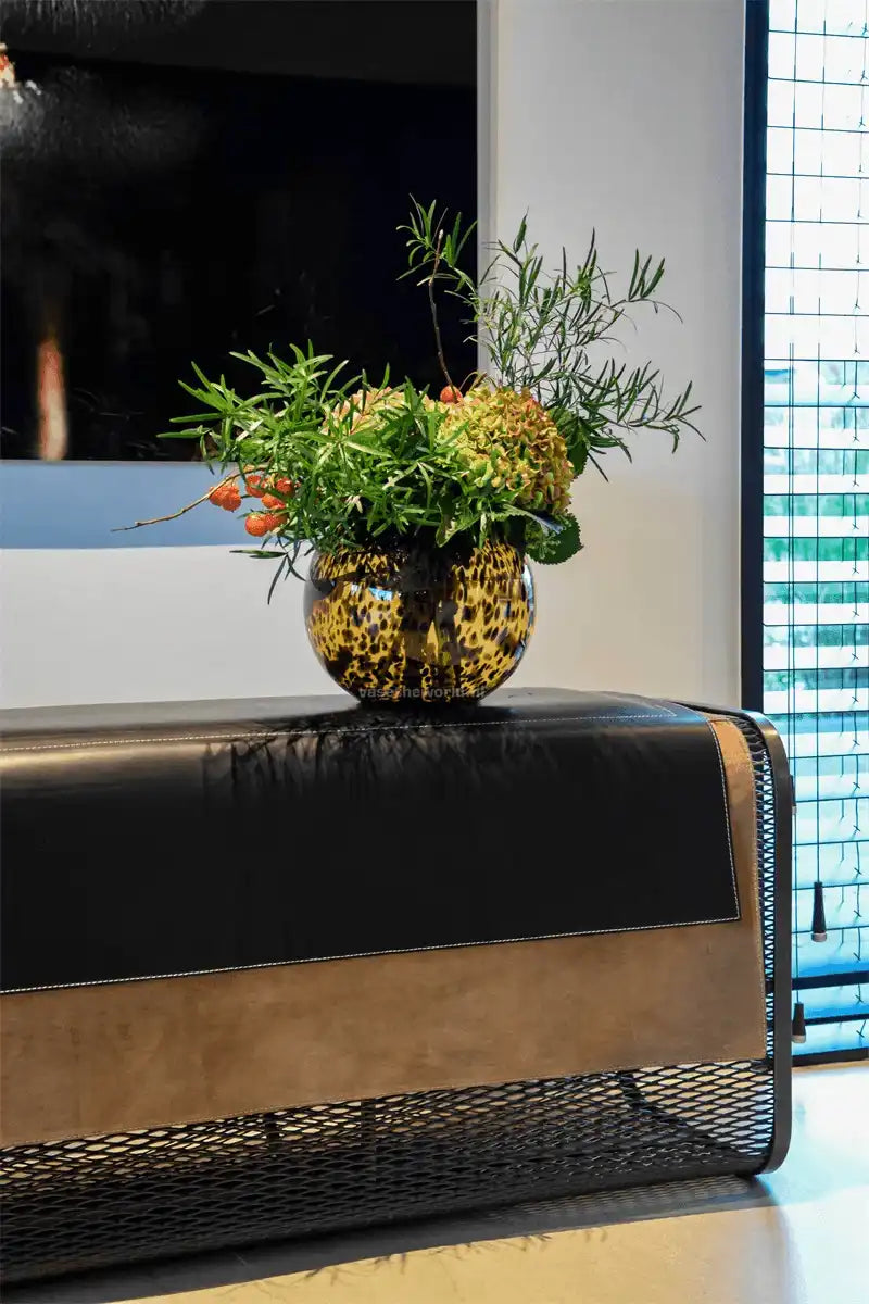 Deko Geopard Vase Blumenvase Bodenvase Handarbeit Mundgeblasen - HomeDesign Knaus