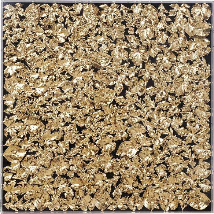 Design Wandbild Acryl Rahmen Gold Leaf 120x120cm - HomeDesign Knaus