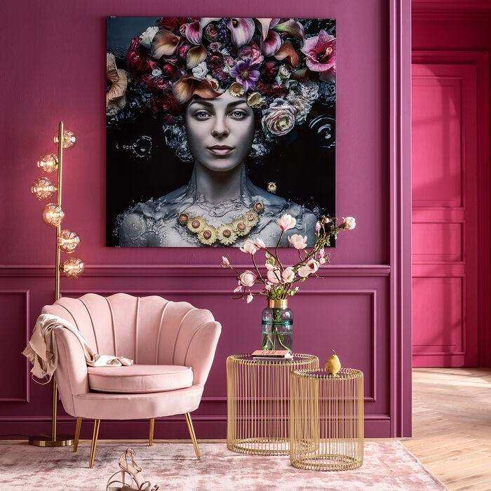 Design Wandbild Flower Art Lady Bild Sicherheitsglas 120x120cm - HomeDesign Knaus