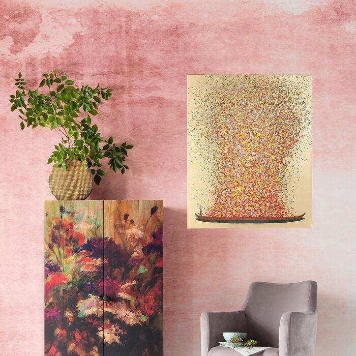 Design Wandbild Gold Pink Bild Handgemalt Acryl - HomeDesign Knaus