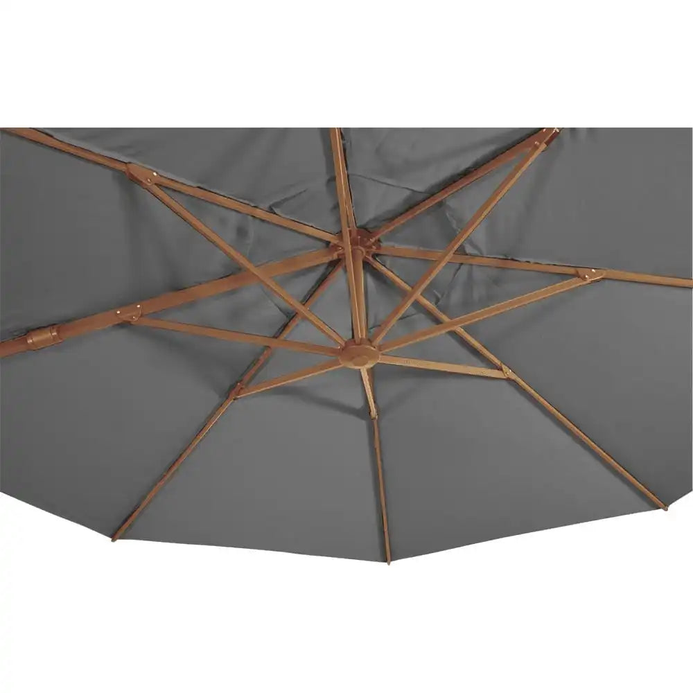 Designer Ampelschirm VirgoFlex Holzoptik grau 3,5m Gartenschirm Sonnenschirm - HomeDesign Knaus
