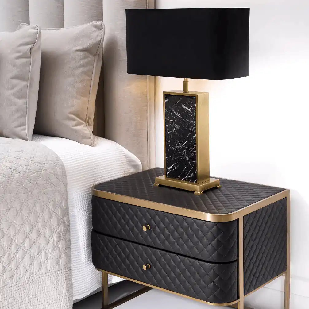 Designer Ankommen Glamourösen Tischleichte Marmorantikes Messingfinish - HomeDesign Knaus
